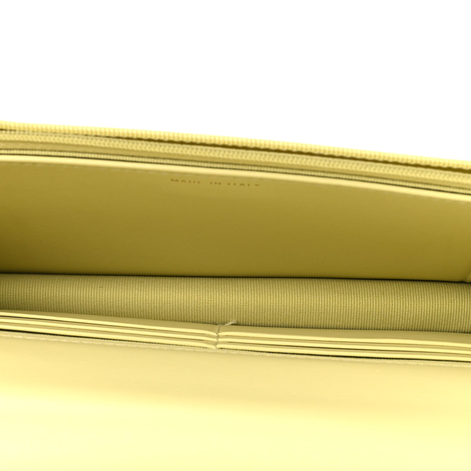 Calfskin Quilted Perfect Fit Wallet On Chain WOC Yellow — view 5