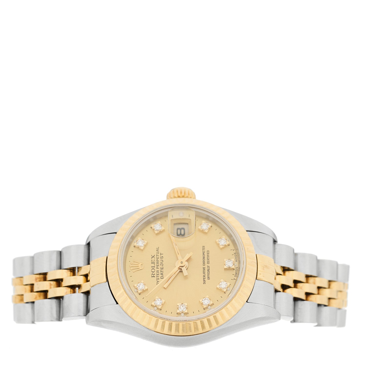 Stainless Steel 18K Yellow Gold Diamond 26mm Oyster Perpetual Datejust Watch Champagne 69173 — view 2