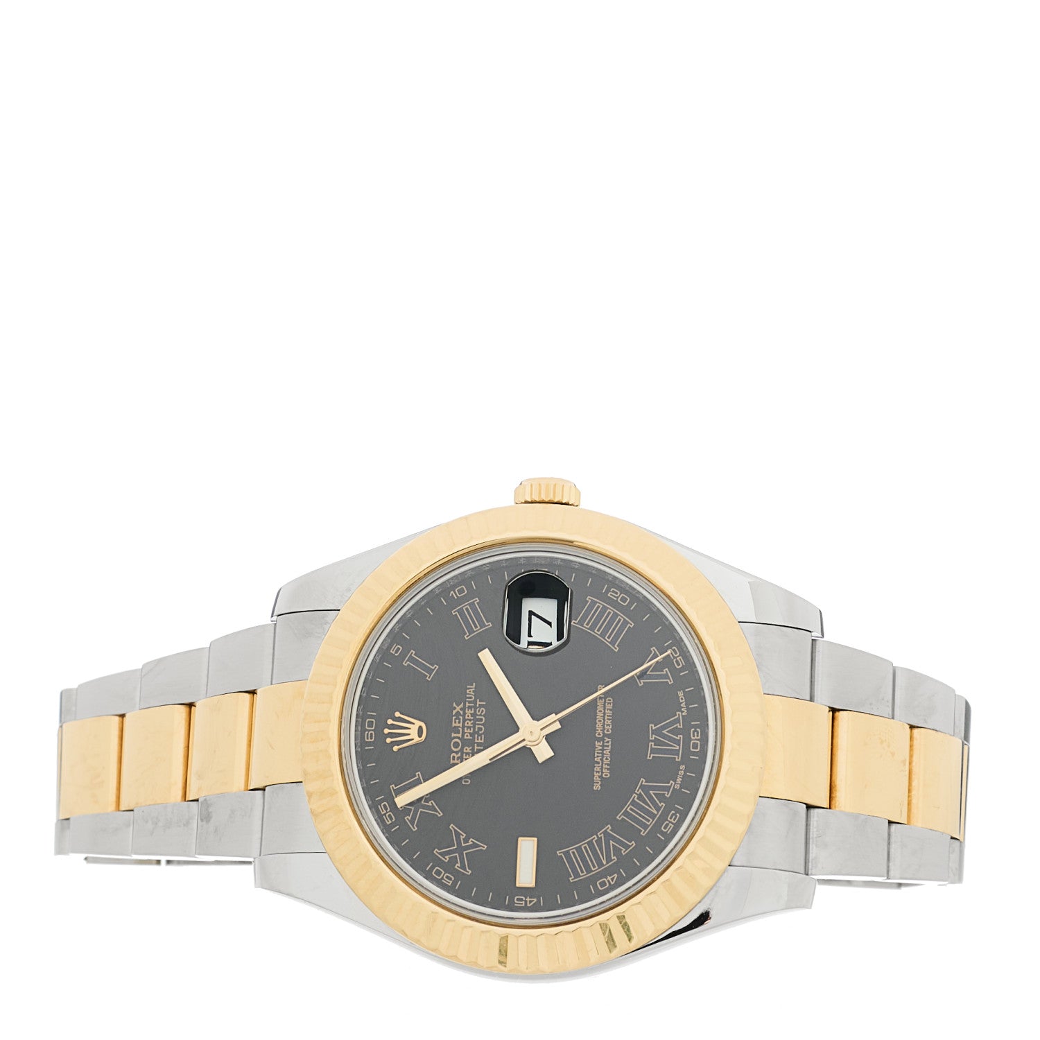 Stainless Steel 18K Yellow Gold 41mm Oyster Perpetual Datejust II Watch Black Roman 116333 — view 2