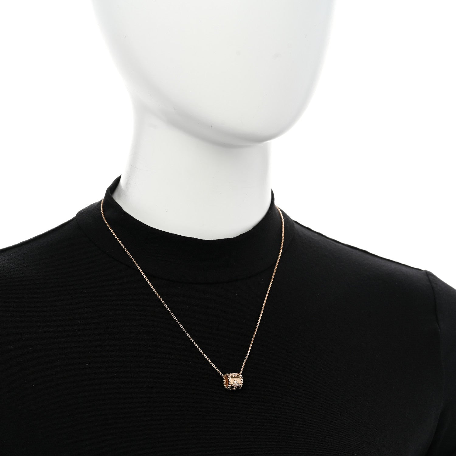 18K Rose Gold Diamond Small Perlee Clovers Pendant Necklace — view 2