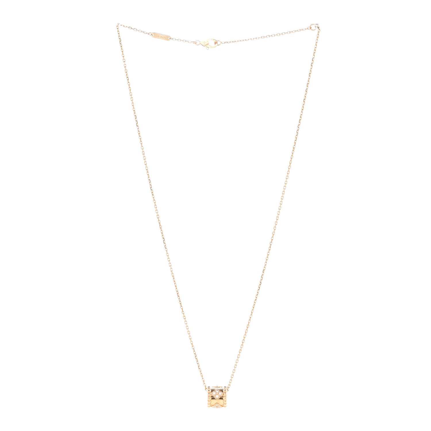 18K Rose Gold Diamond Small Perlee Clovers Pendant Necklace — view 3