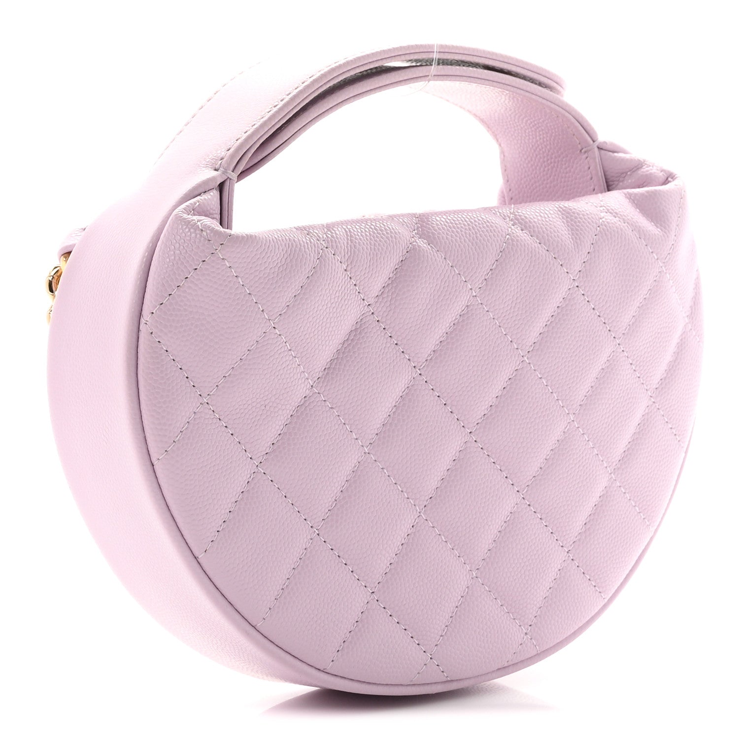 Shiny Caviar Quilted Bow Pouch Hobo Light Purple — view 2