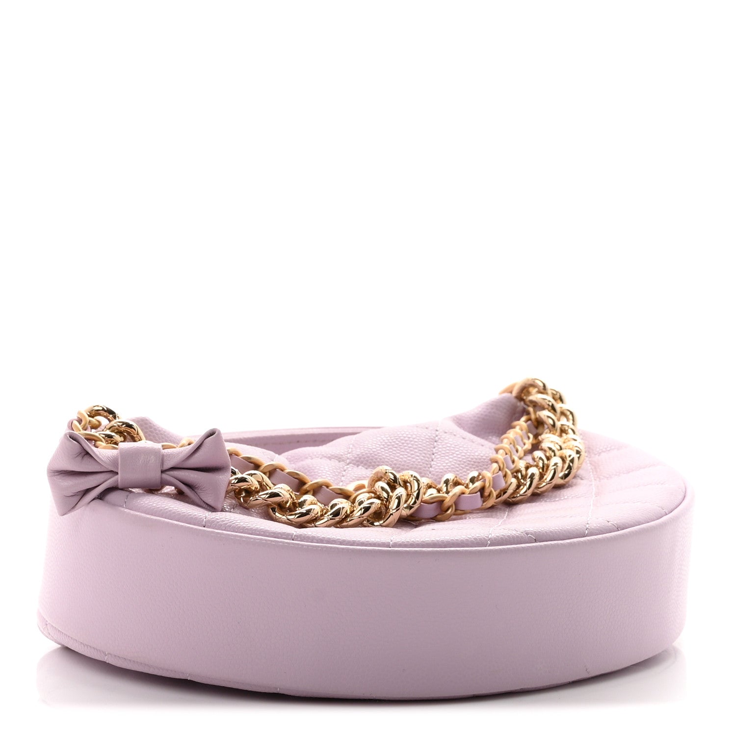 Shiny Caviar Quilted Bow Pouch Hobo Light Purple — view 3