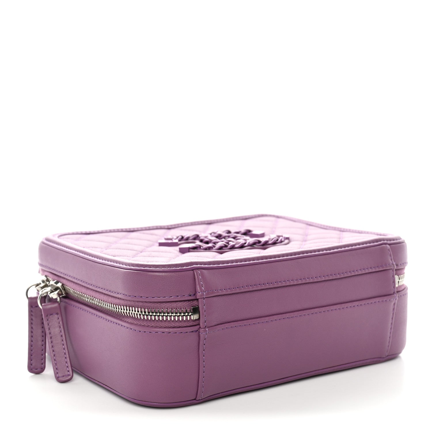 Lambskin Quilted Medium CC Filigree Vanity Case Purple — view 4