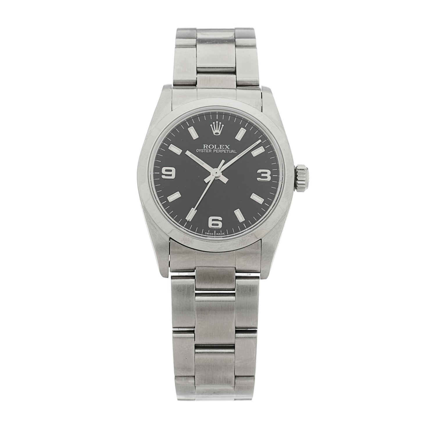 Stainless Steel 31mm Oyster Perpetual Watch Black 77080