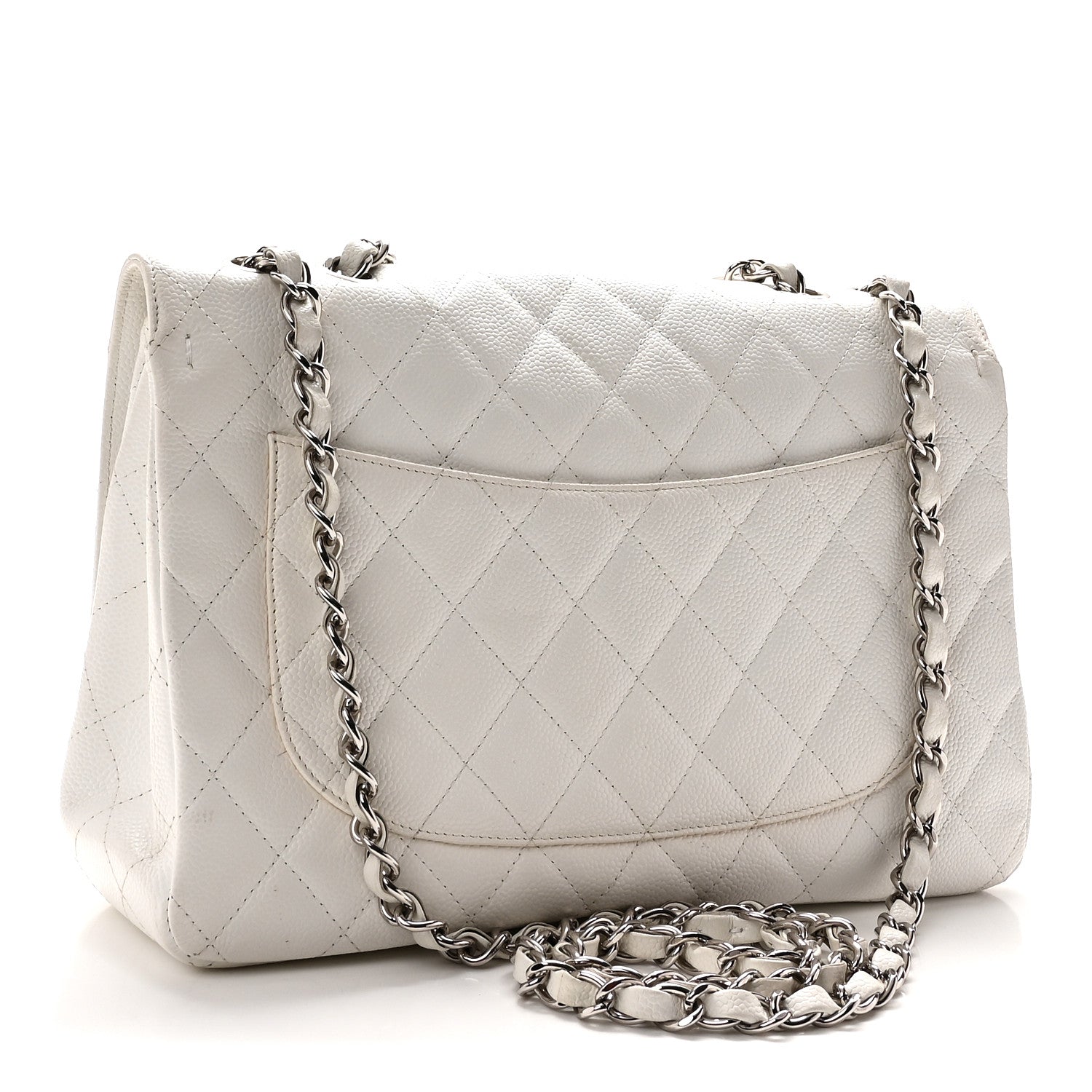 Caviar Quilted Jumbo Single Flap White — view 3