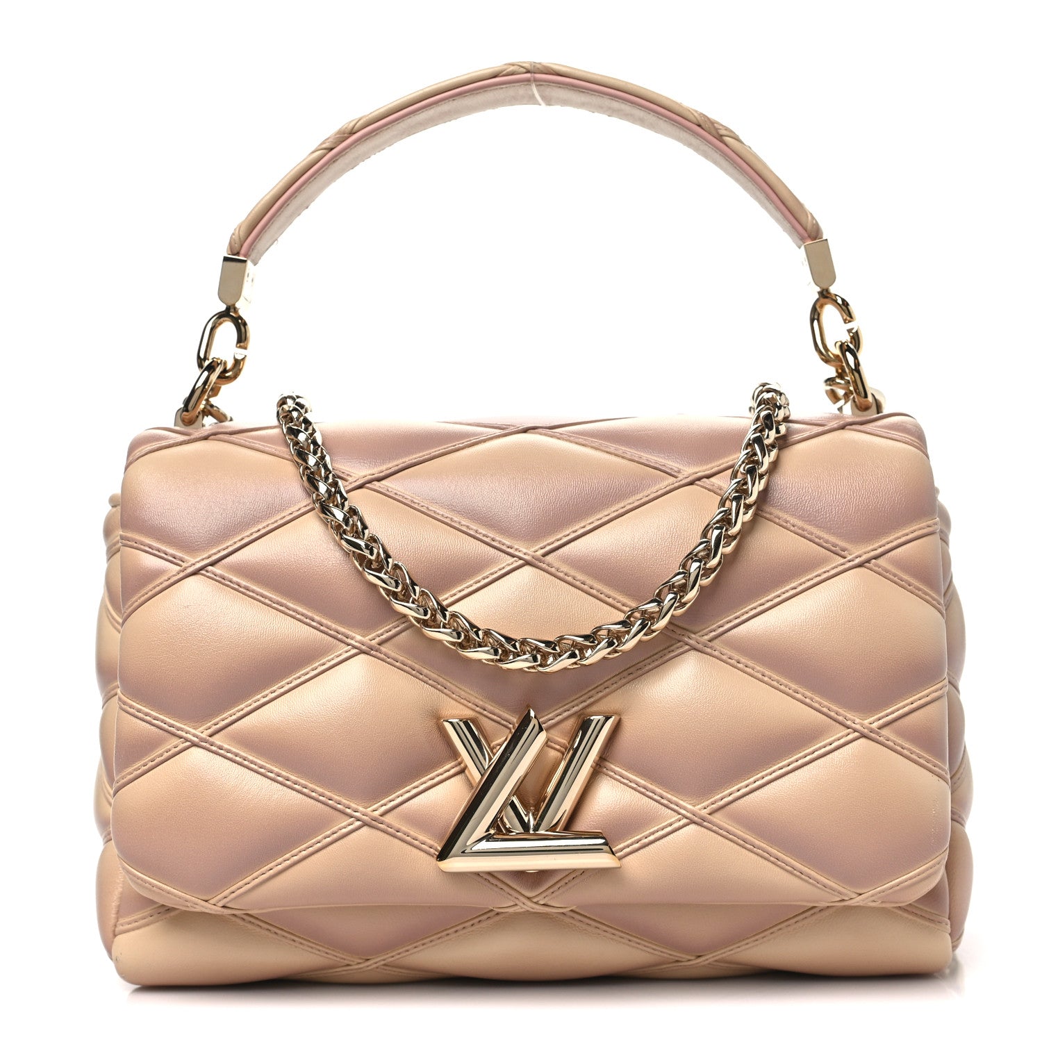 Lambskin Malletage Top Handle GO-14 MM Beige Rose