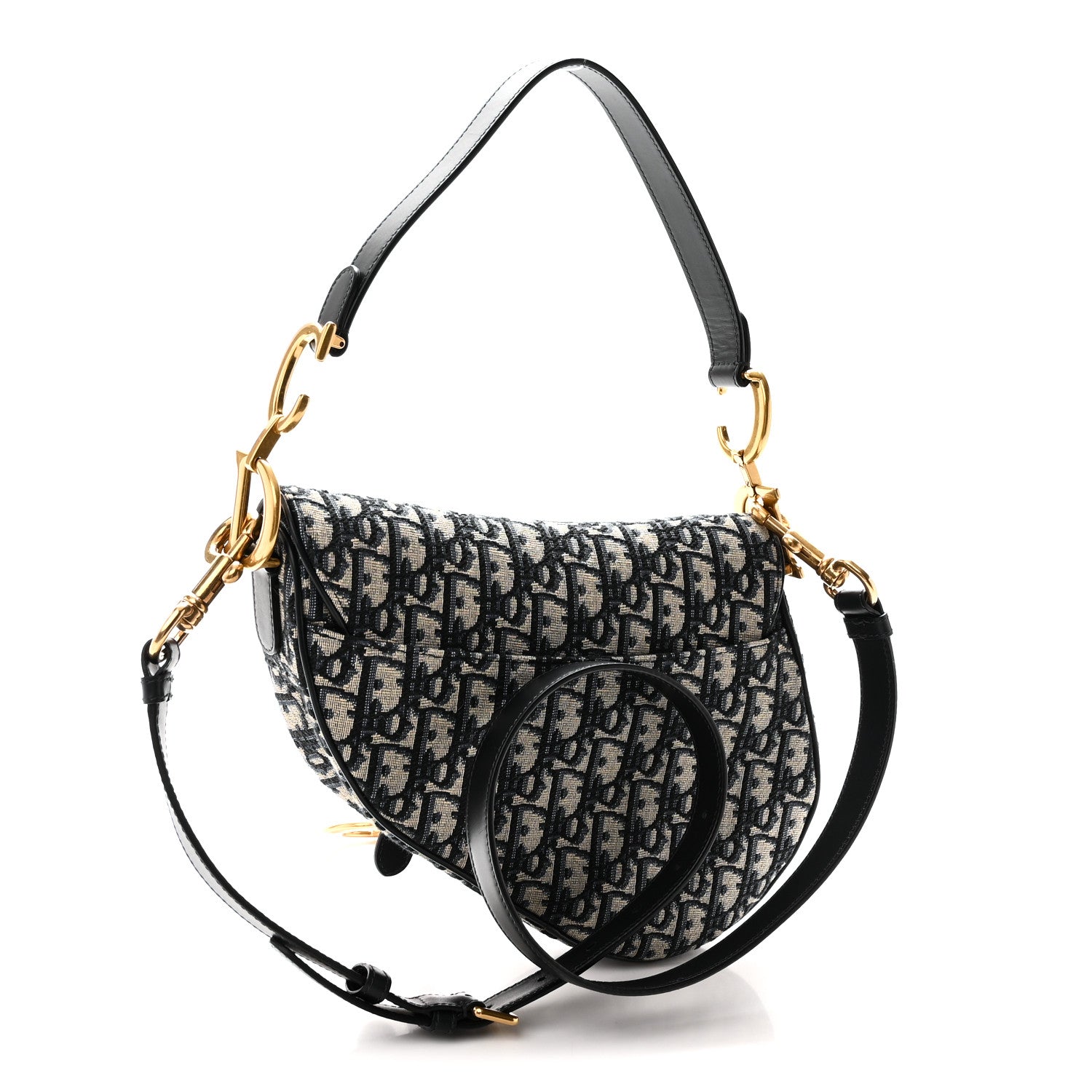 Oblique Saddle Bag With Strap Blue — view 3