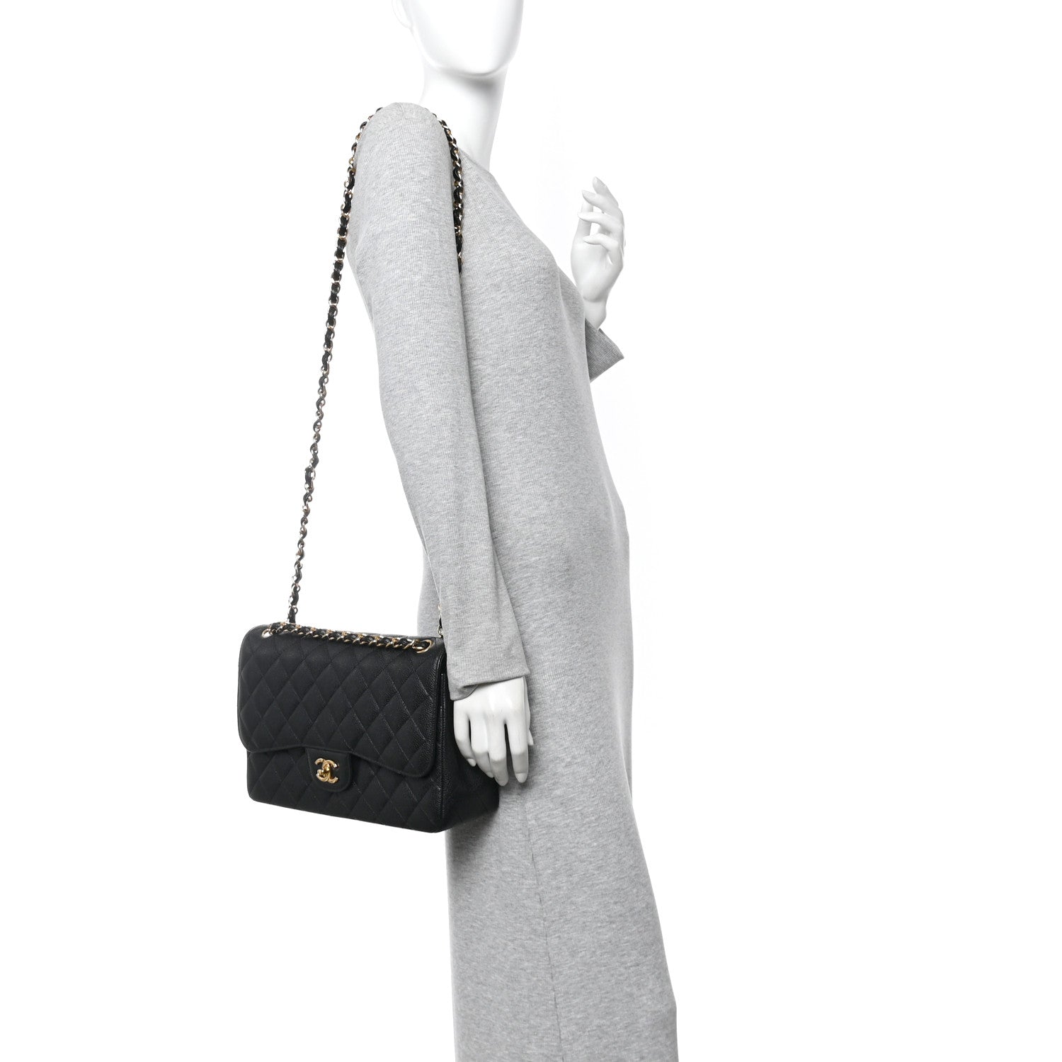Caviar Quilted Jumbo Double Flap Black — view 2