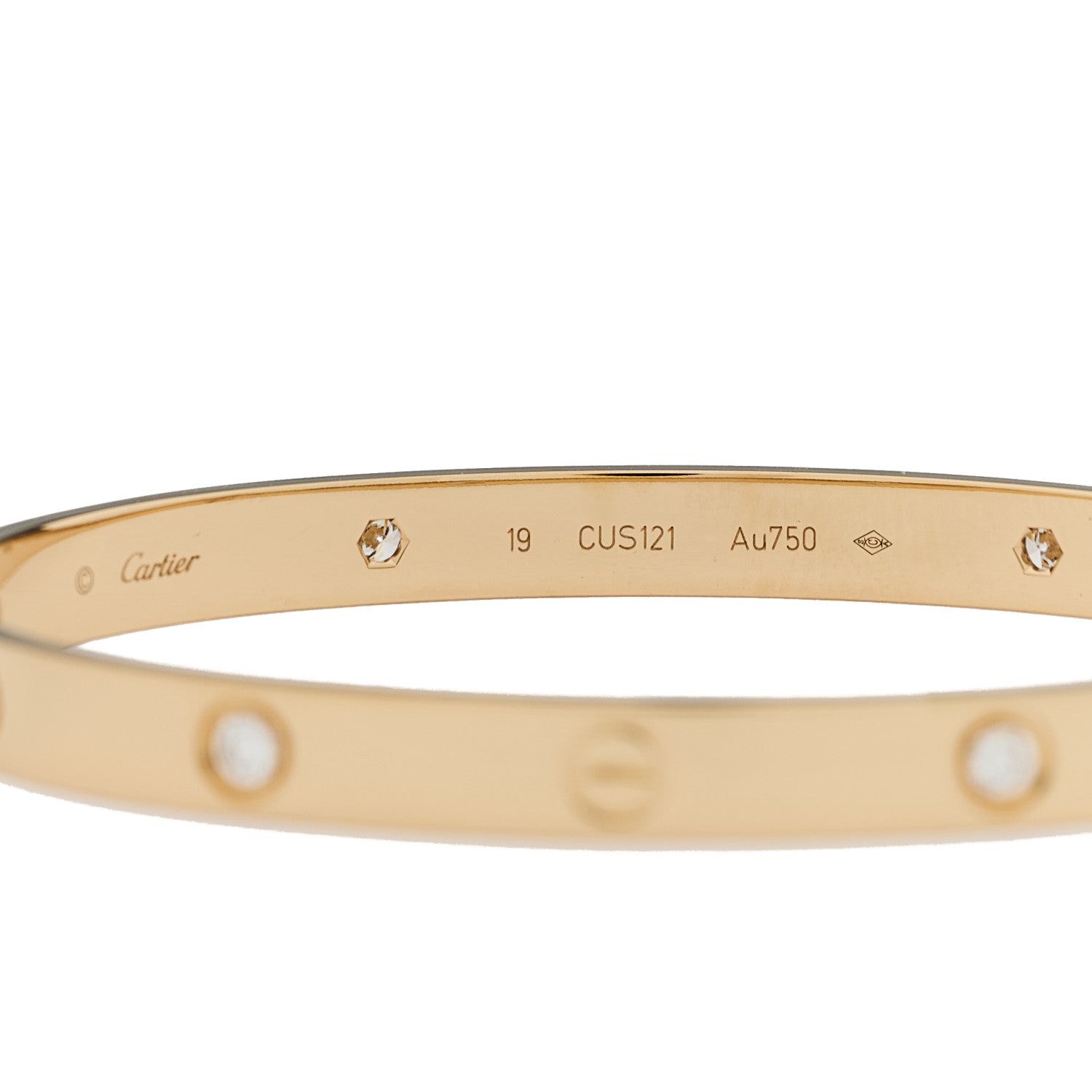 18K Yellow Gold 4 Diamond LOVE Bracelet 19 — view 2