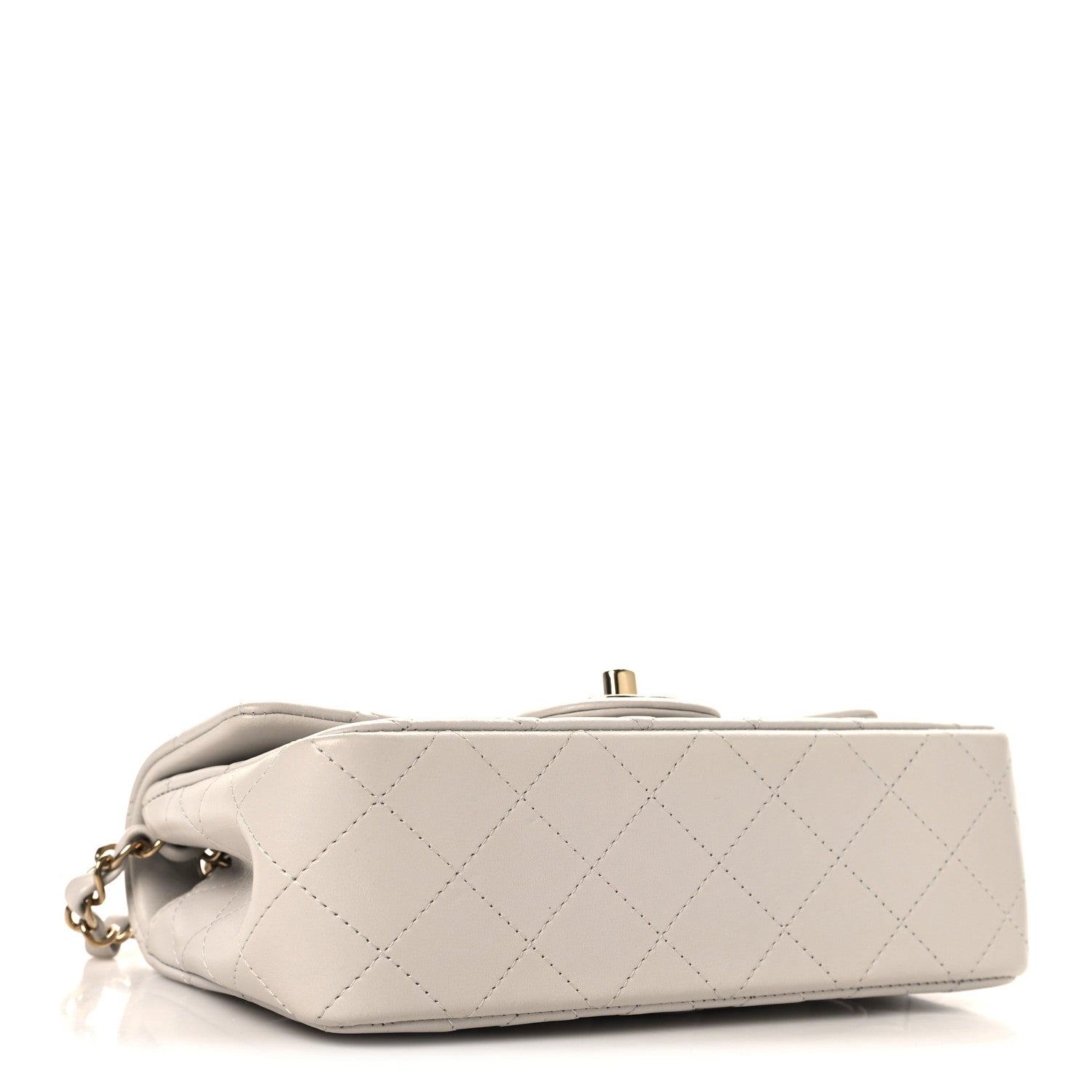 Lambskin Quilted Mini Rectangular Flap White — view 4