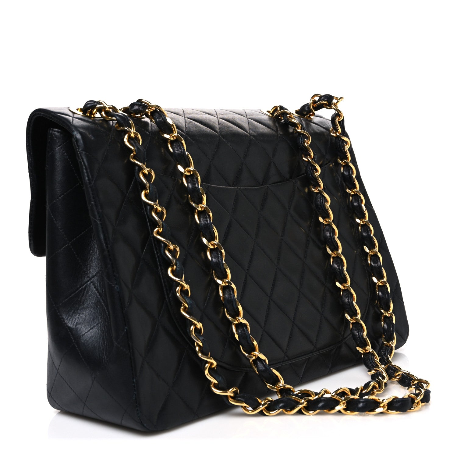 Lambskin Quilted XL Jumbo Single Flap Black — view 3