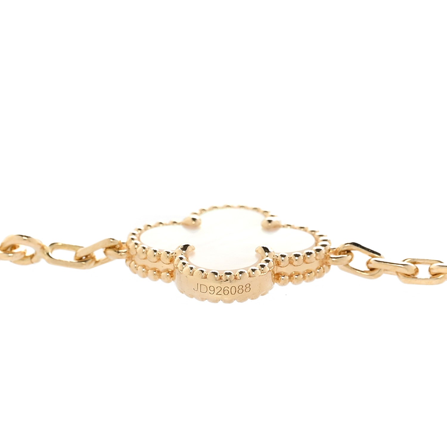 18K Yellow Gold Mother of Pearl 10 Motifs Vintage Alhambra Necklace — view 5