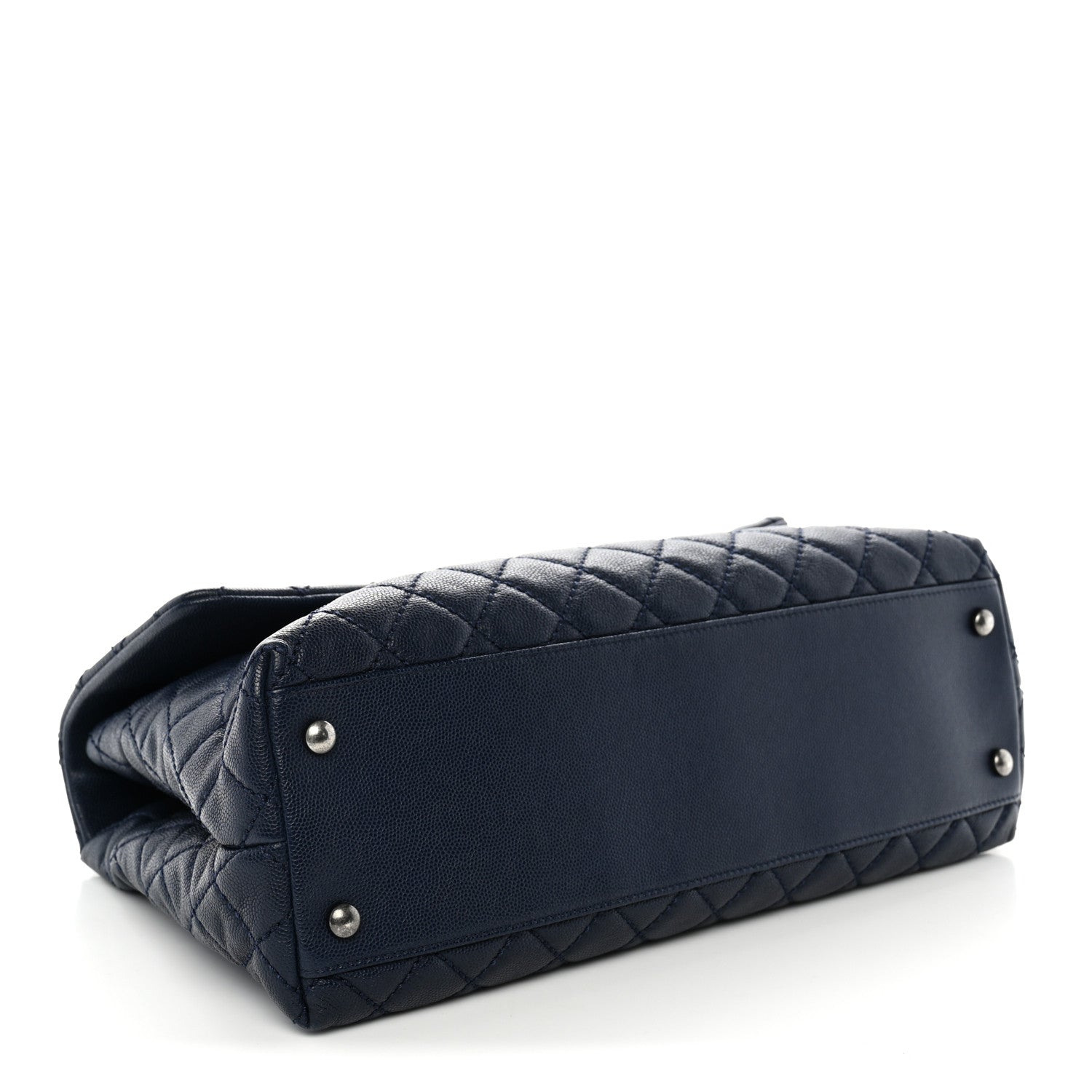 Caviar Quilted Medium Coco Handle Flap Navy Blue — view 4