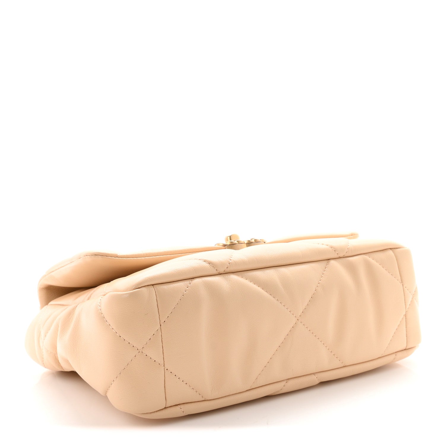 Shiny Goatskin Quilted Medium Chanel 19 Flap Beige — view 3