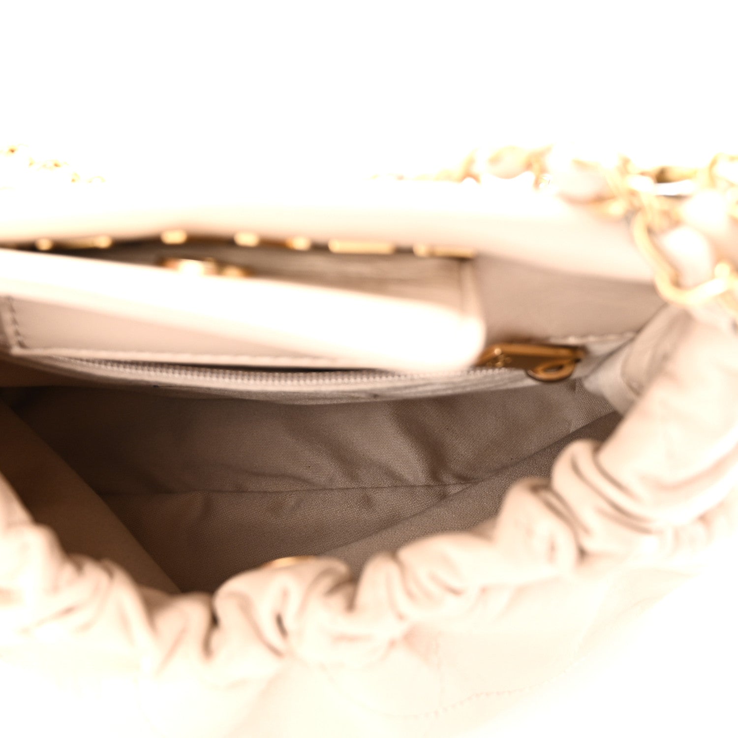 Lambskin Resin Quilted Small Bucket Bag Beige — view 5