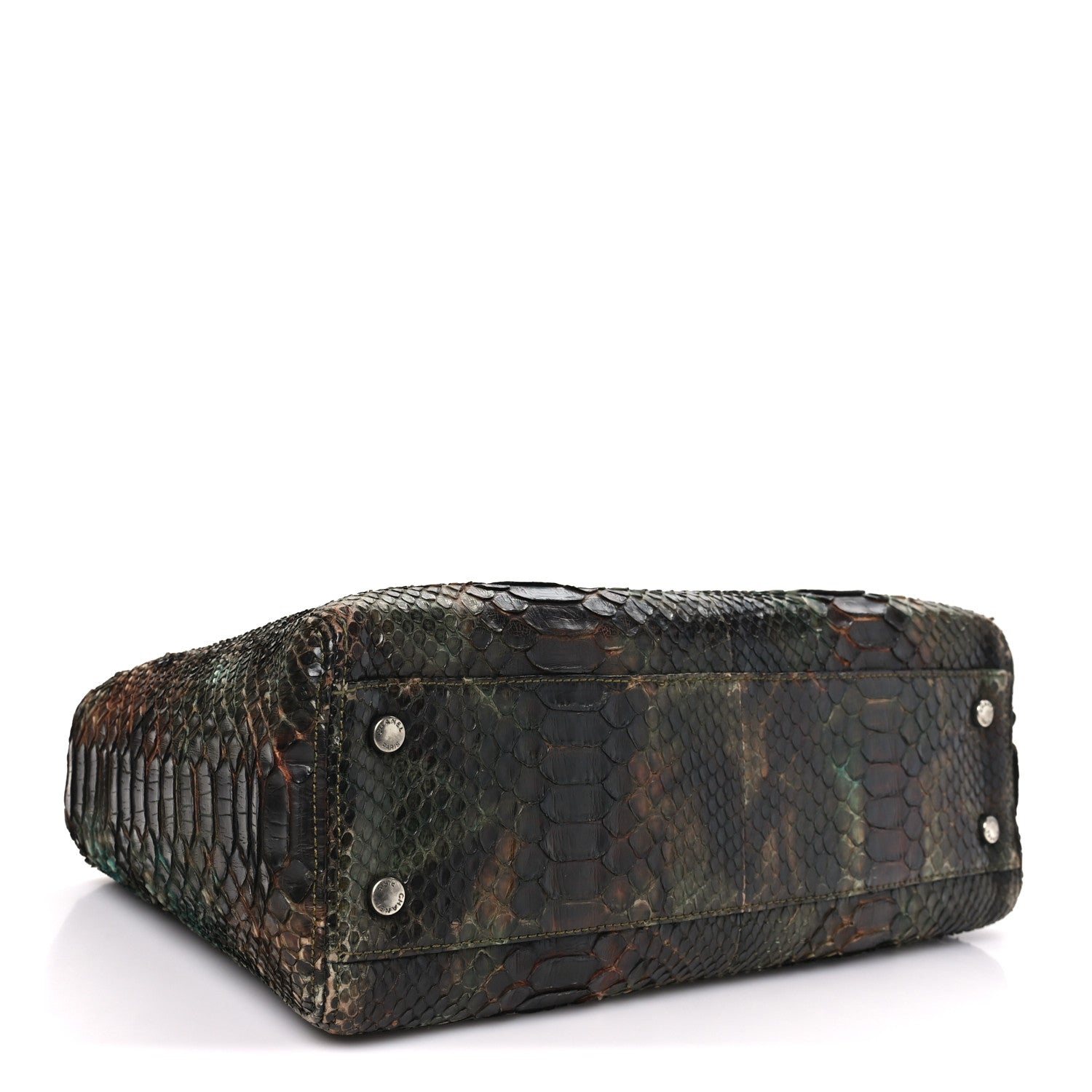 Snakeskin Executive Cerf Shopper Tote Green Brown — view 5