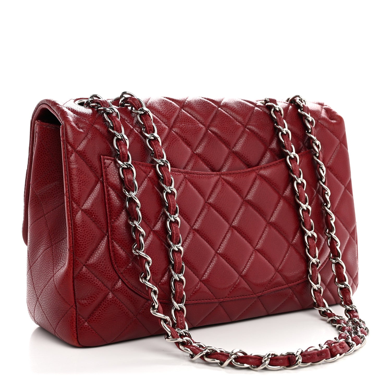 Caviar Quilted Jumbo Single Flap Dark Red — view 3