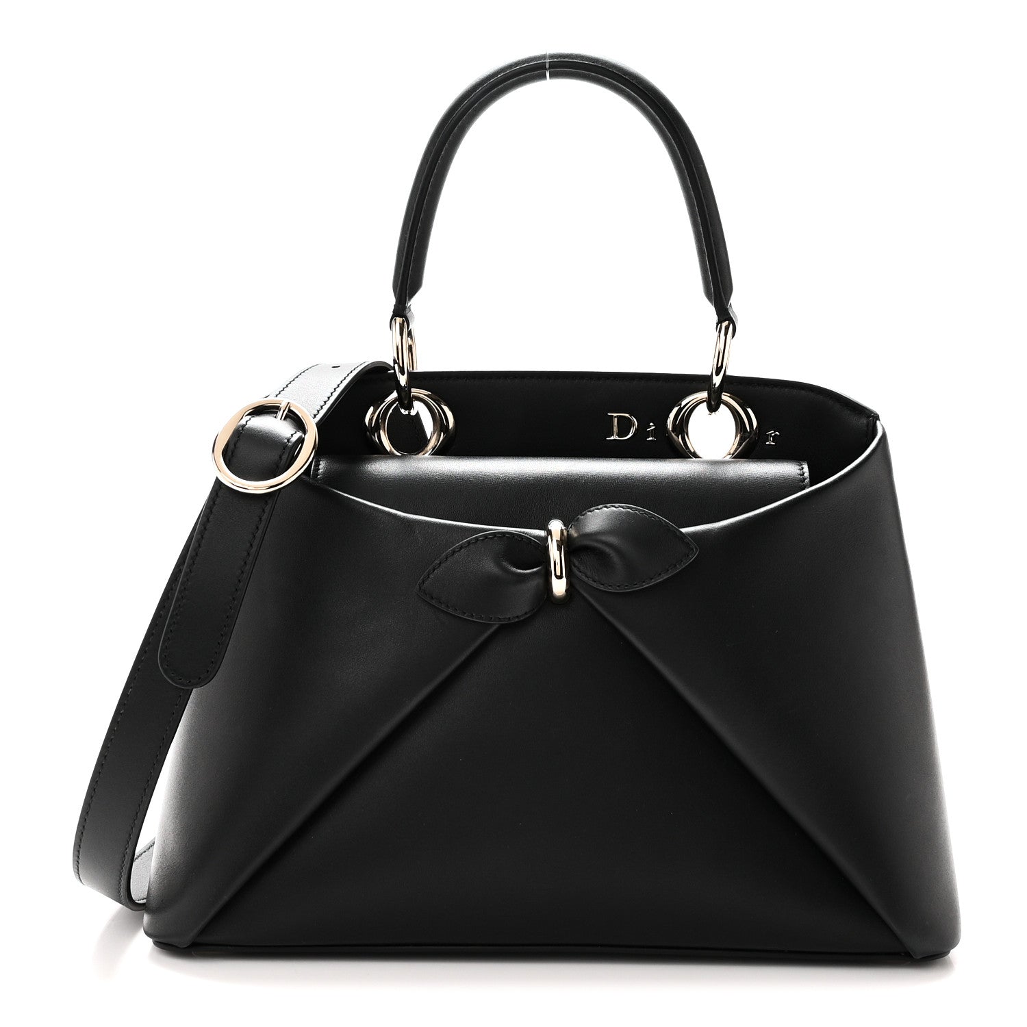 Shiny Smooth Calfskin Small Cigale Bag Black
