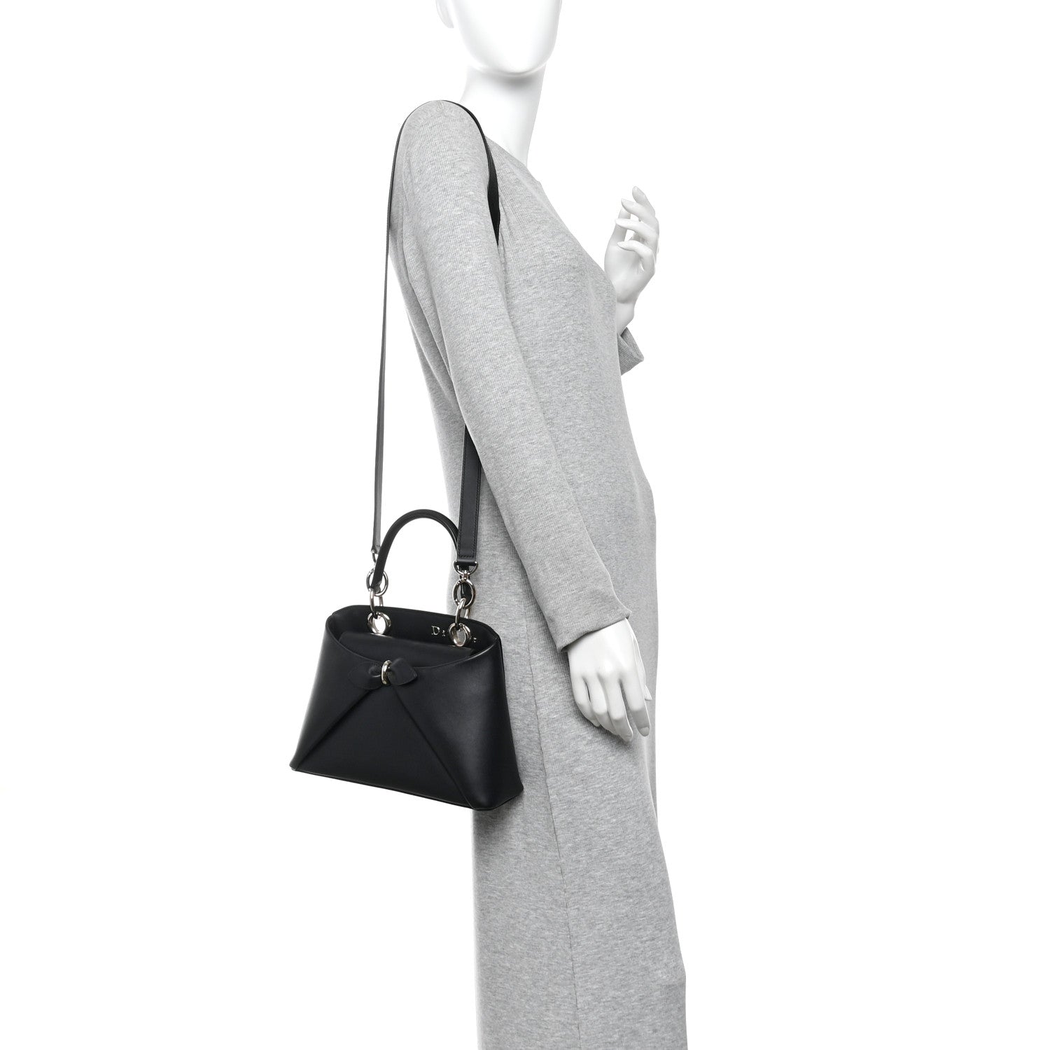 Shiny Smooth Calfskin Small Cigale Bag Black — view 2