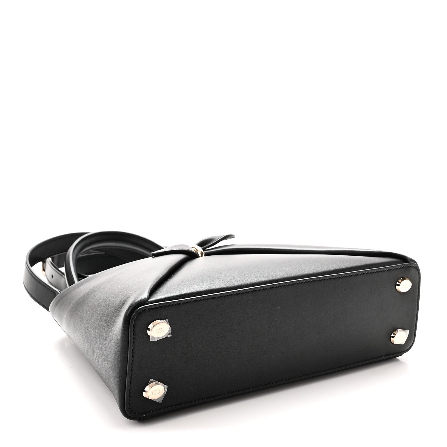 Shiny Smooth Calfskin Small Cigale Bag Black — view 4