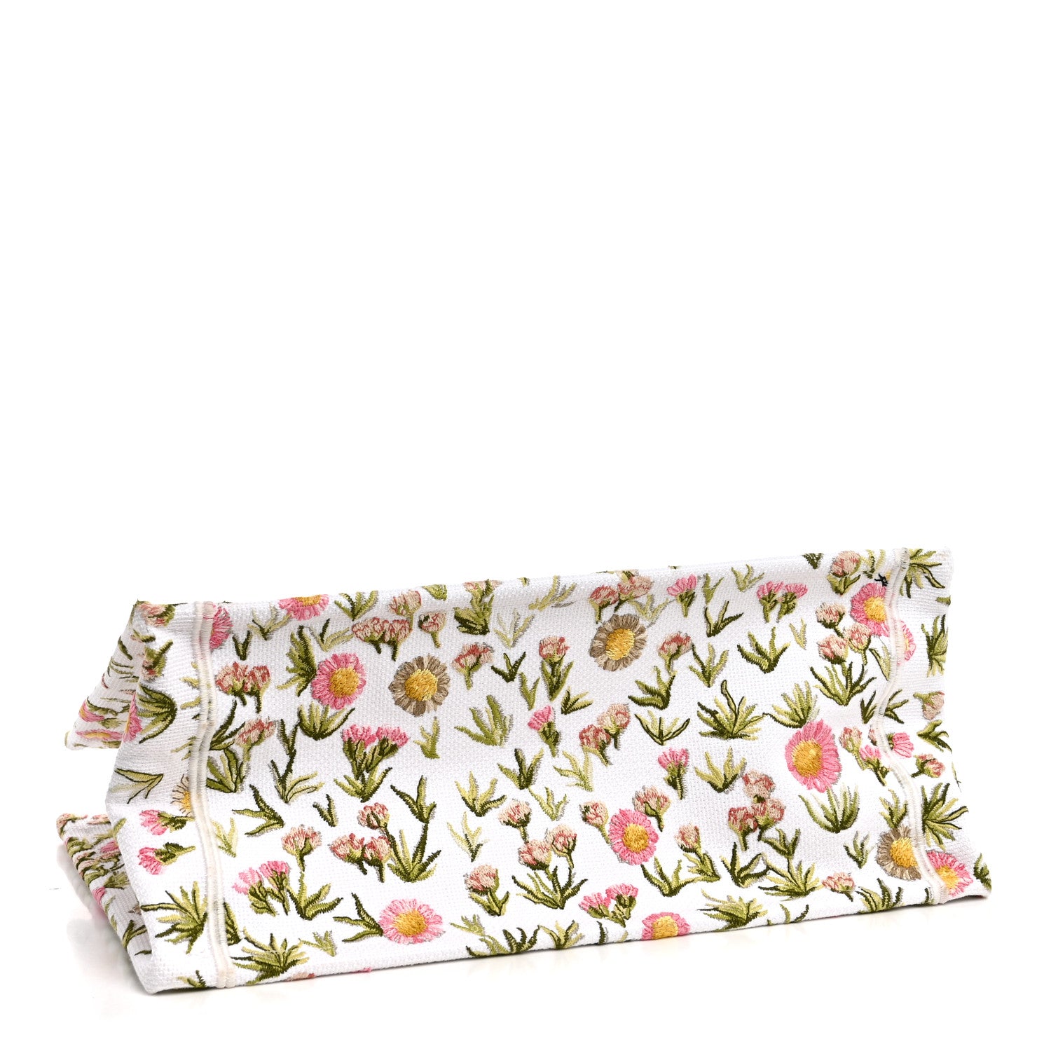 Cotton Toile De Jouy Daisy Garden Embroidered Dior Medaillon Small Book Tote With Strap Pink Multicolor — view 4