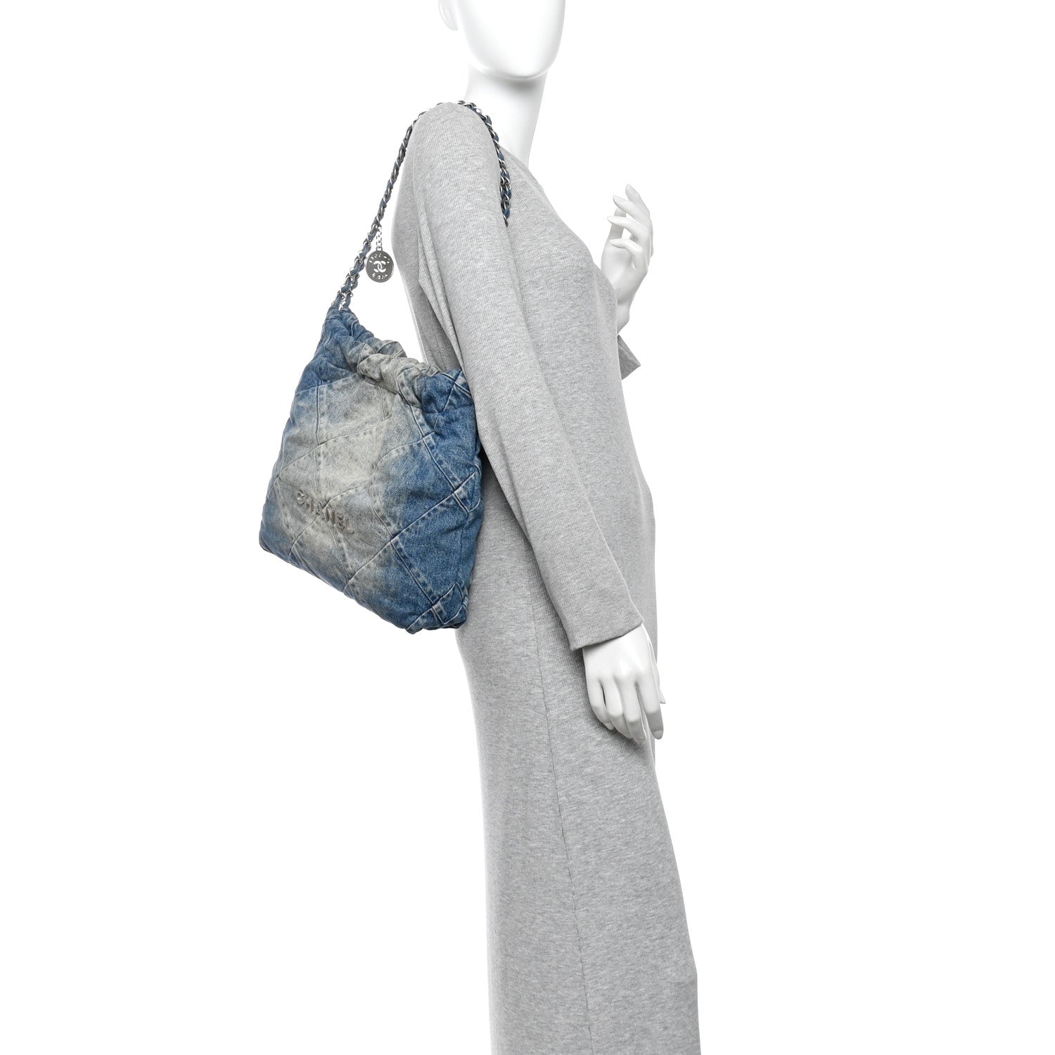 Denim Quilted Small Chanel 22 Blue — view 2