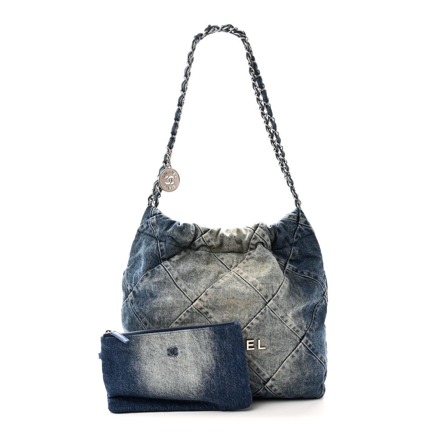 Denim Quilted Small Chanel 22 Blue — view 3