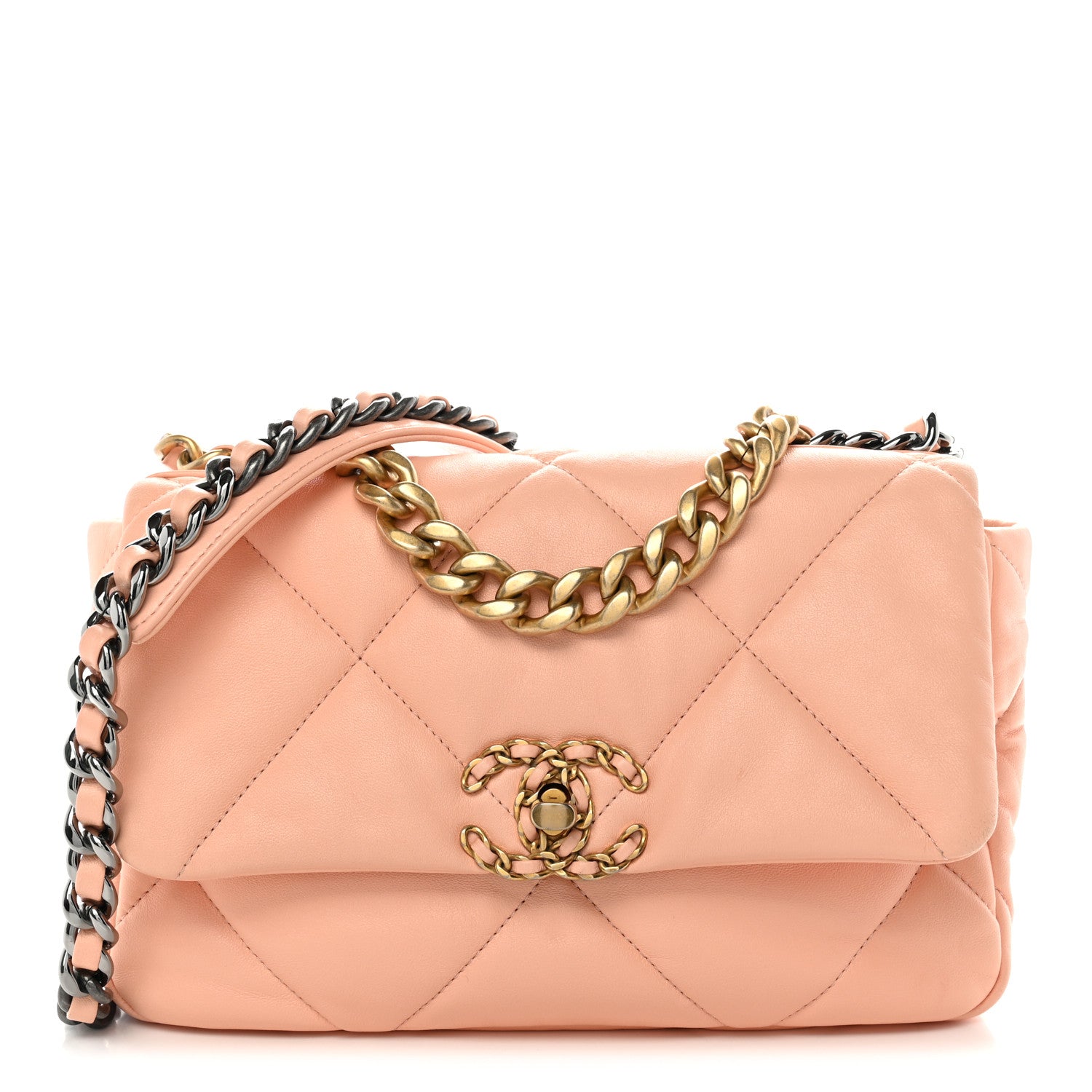 Goatskin Quilted Medium Chanel 19 Flap Light Pink