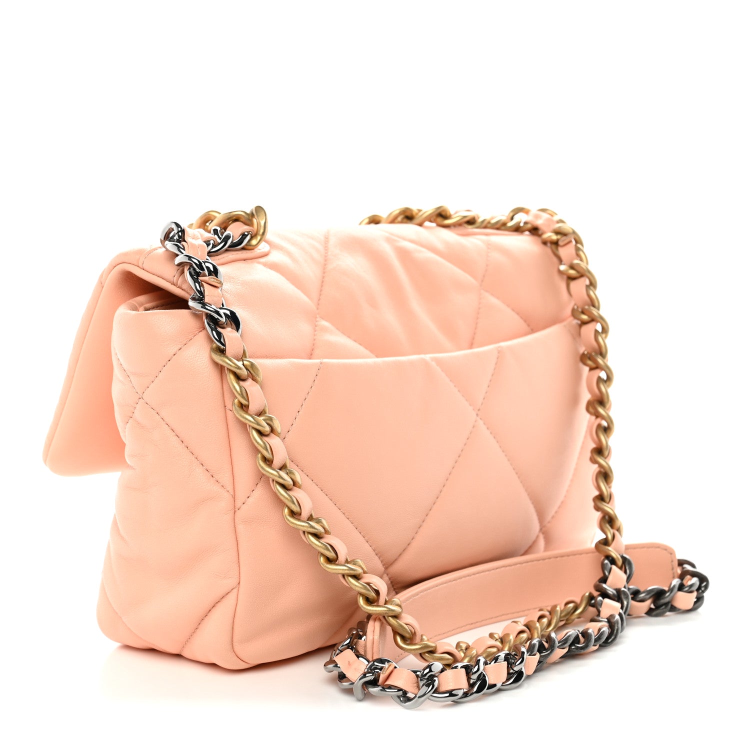 Goatskin Quilted Medium Chanel 19 Flap Light Pink — view 3