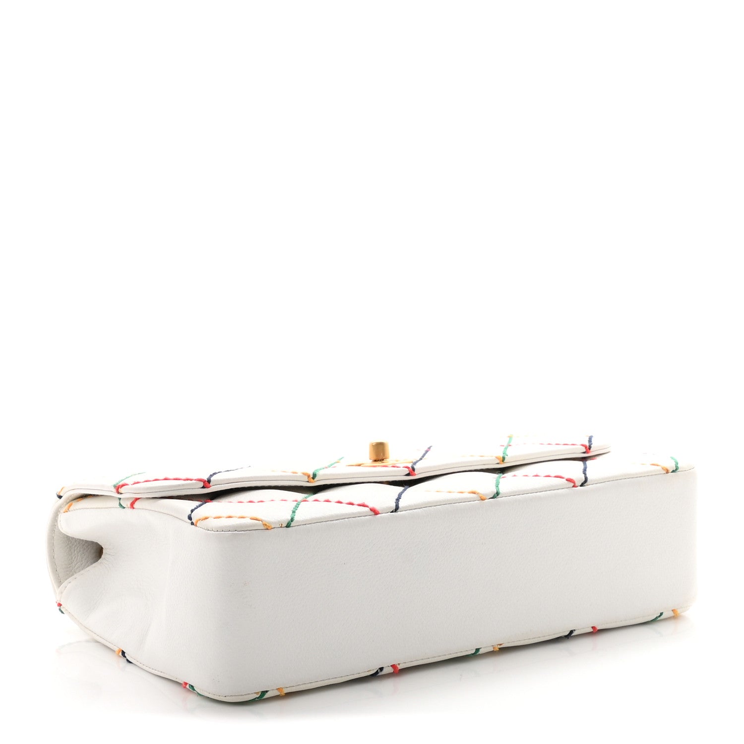 Calfskin Rainbow Stitched Medium Flap White Multicolor — view 4