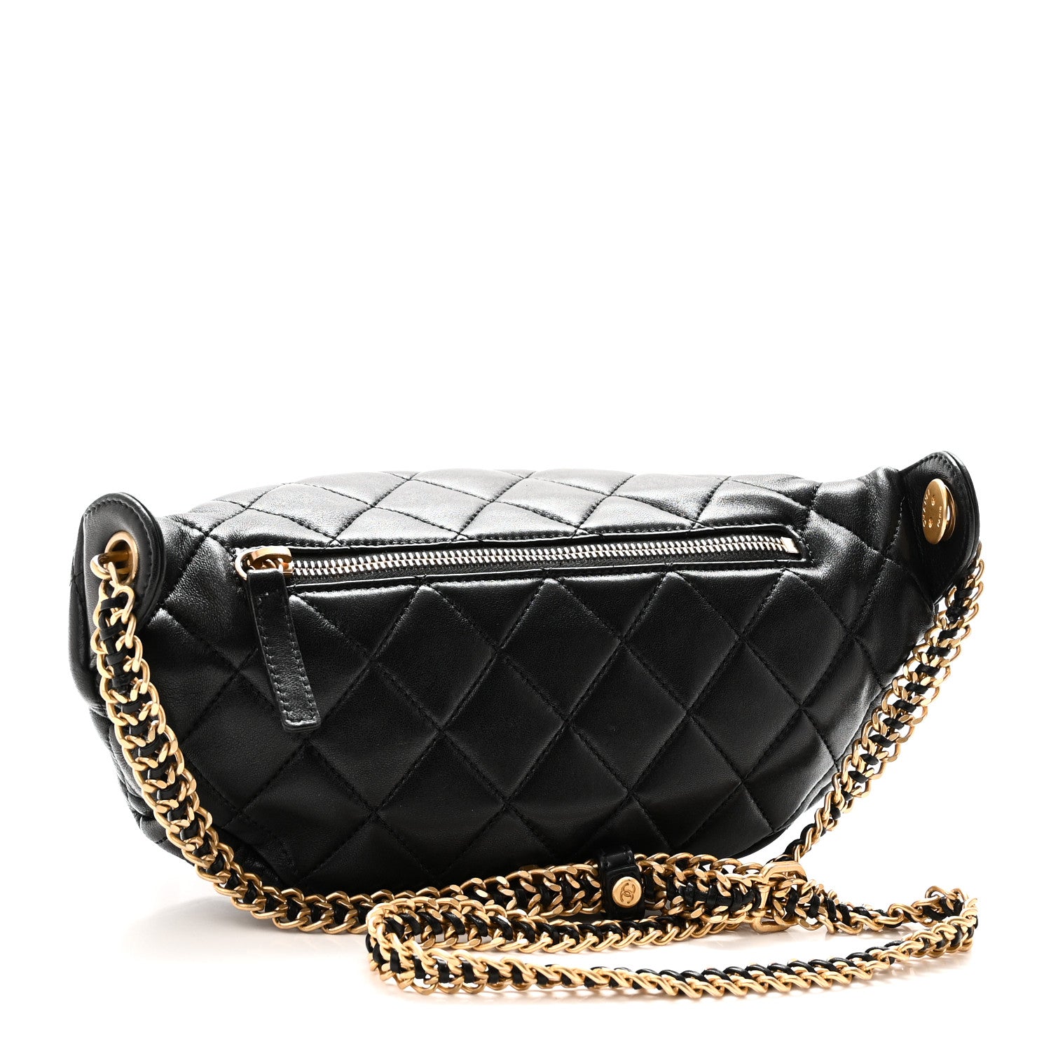 Shiny Lambskin Quilted Belt Bag Black Black — view 3