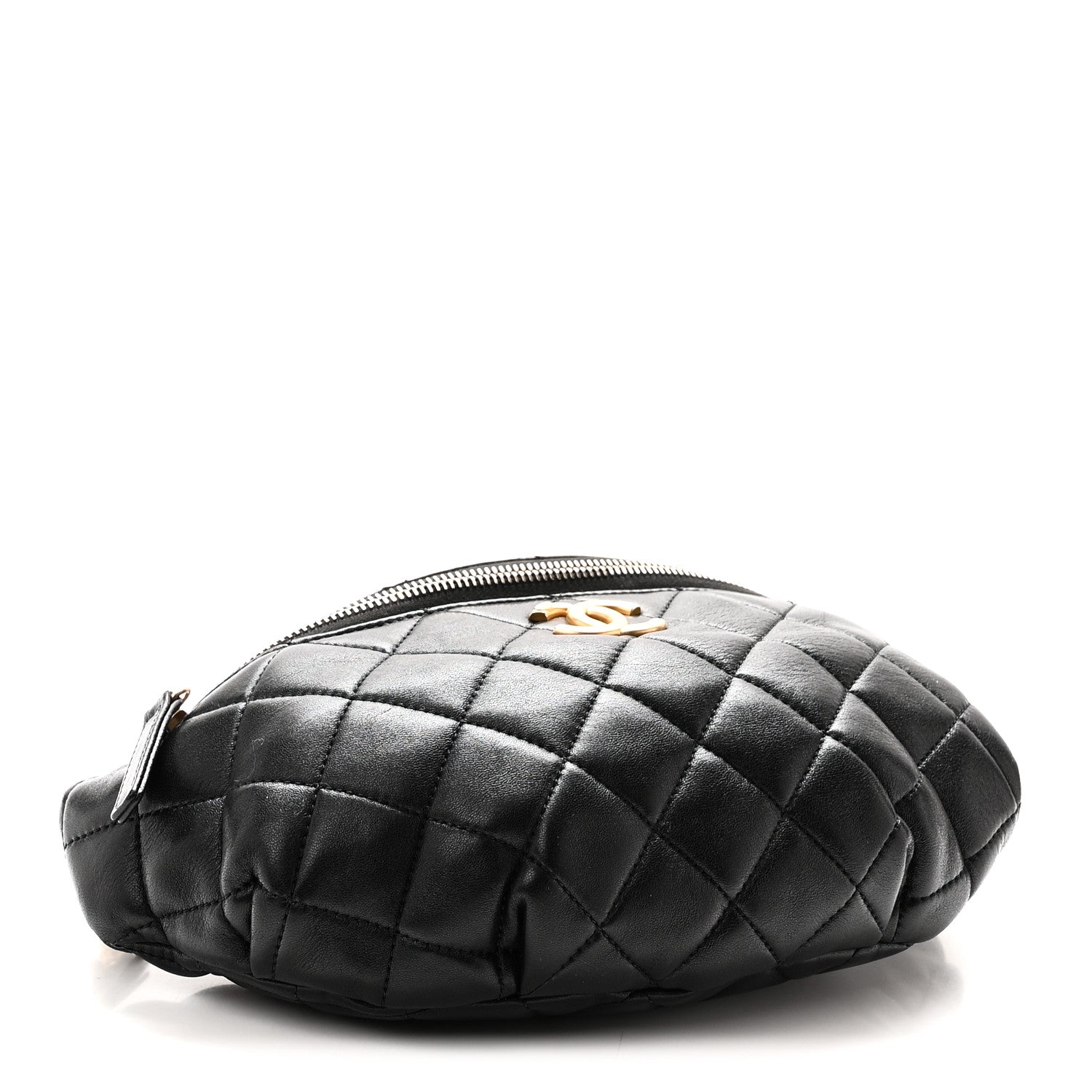 Shiny Lambskin Quilted Belt Bag Black Black — view 4