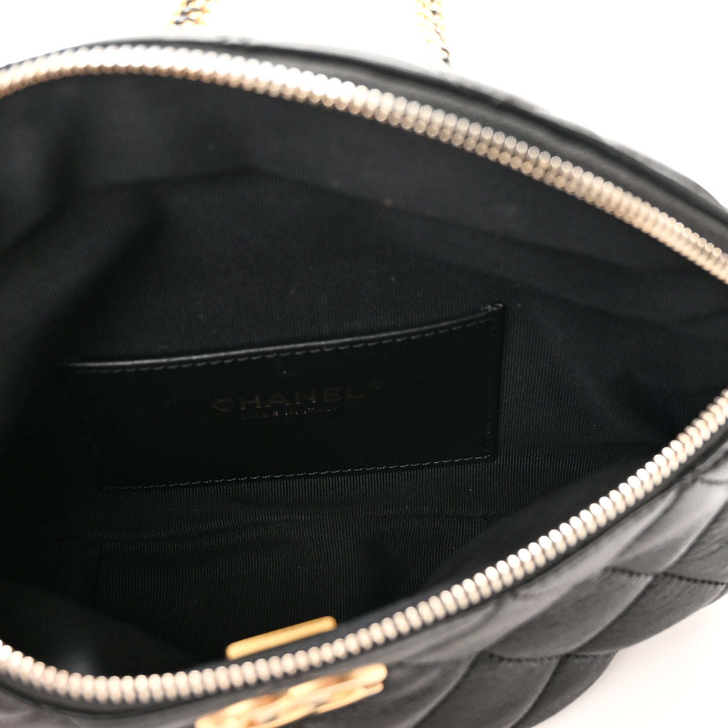 Shiny Lambskin Quilted Belt Bag Black Black — view 5