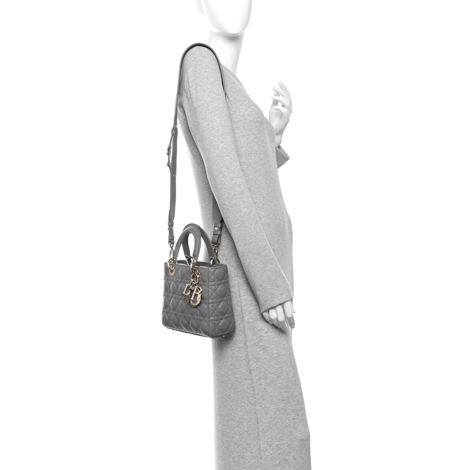 Lambskin Cannage Small My ABCDior Lady Dior Grey — view 2
