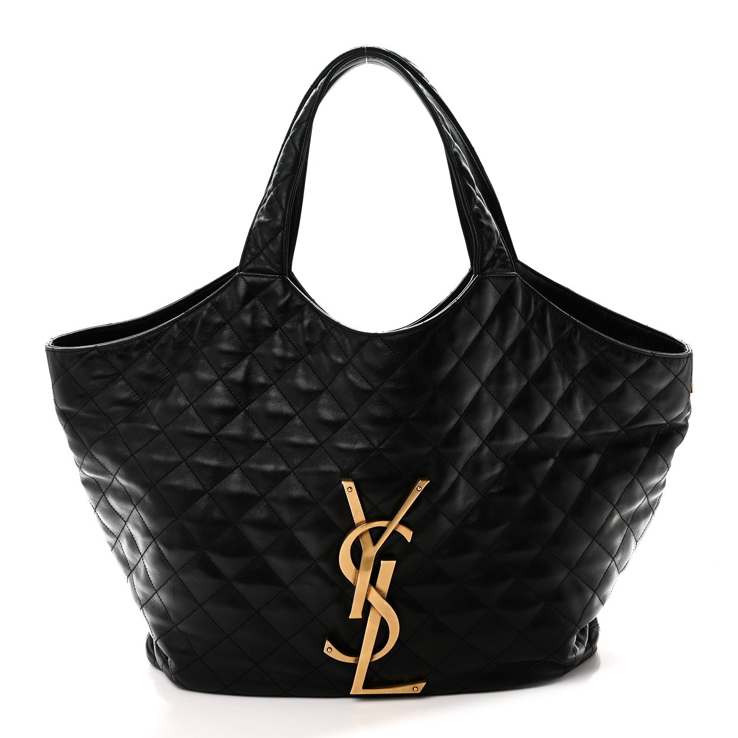Lambskin Quilted Maxi Icare Shopping Tote Black