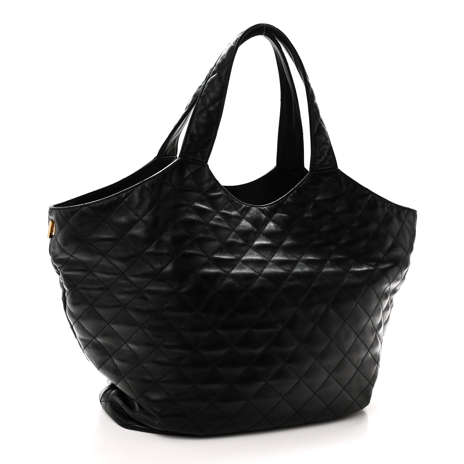 Lambskin Quilted Maxi Icare Shopping Tote Black — view 4