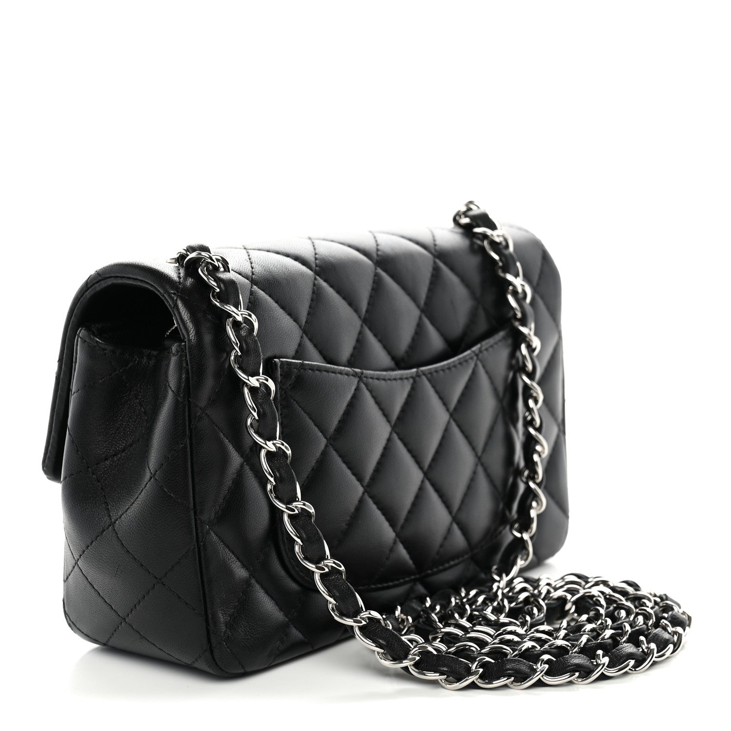 Lambskin Quilted Mini Rectangular Flap Black — view 3