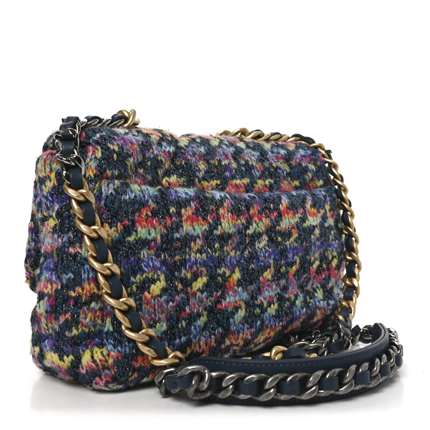 Tweed Quilted Medium Chanel 19 Flap Dark Multicolor — view 3