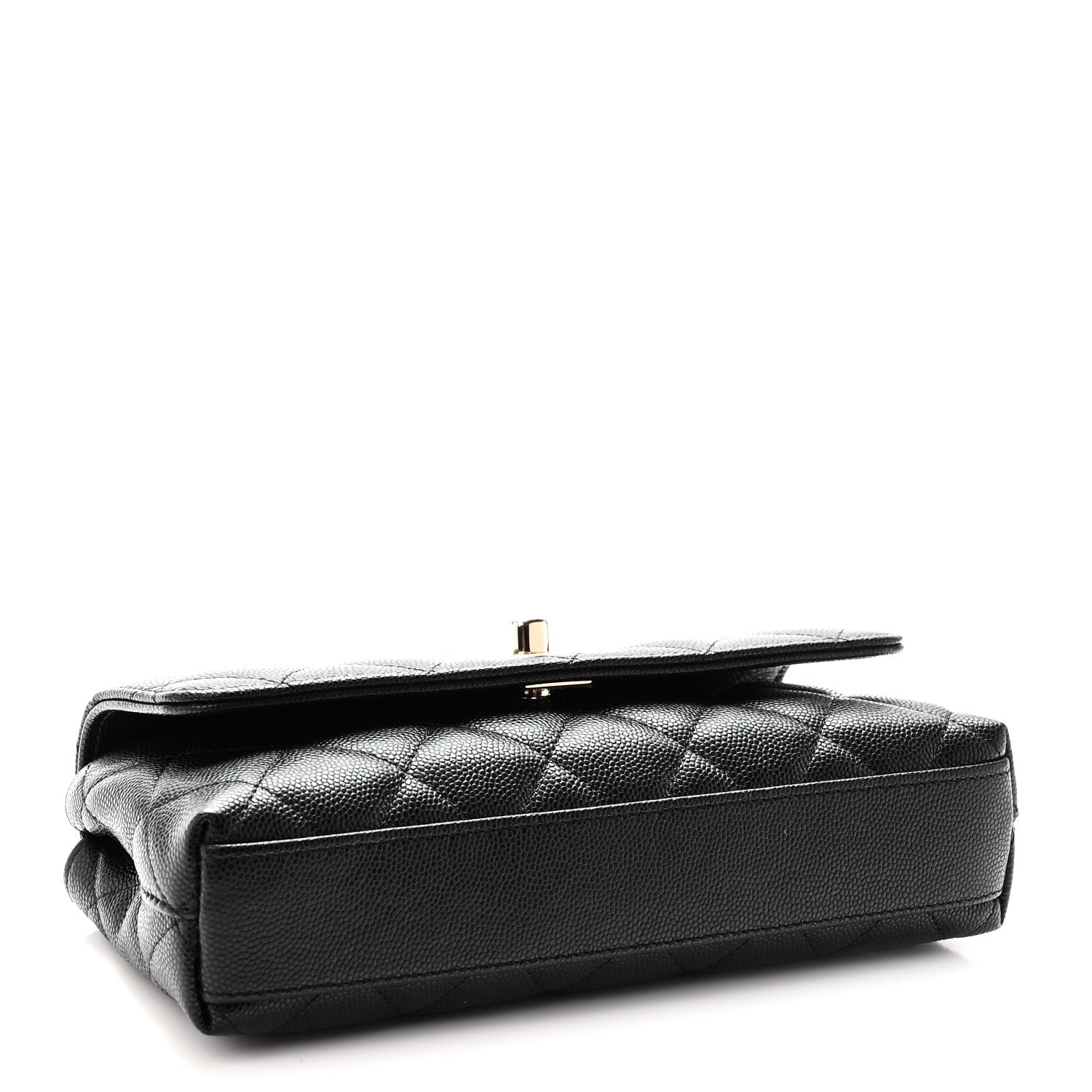 Caviar Quilted Coco Handle East West Clutch With Chain Black — view 4