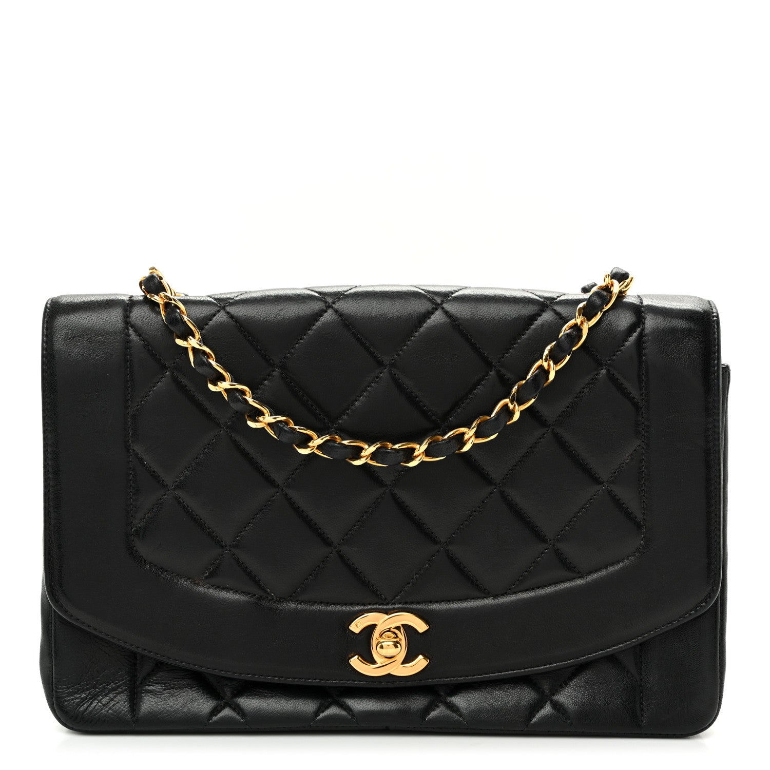 Lambskin Quilted Medium Single Flap Black