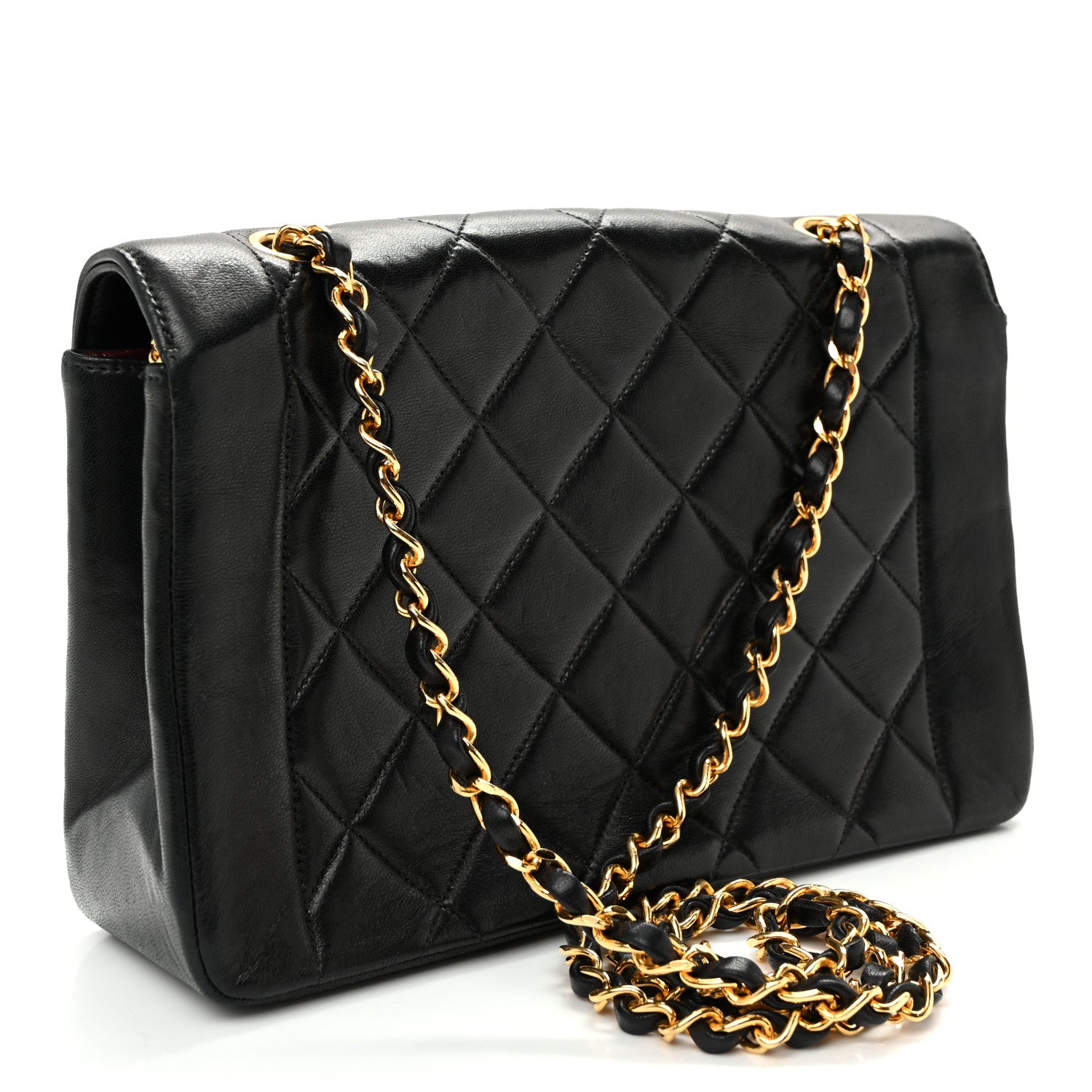 Lambskin Quilted Medium Single Flap Black — view 3