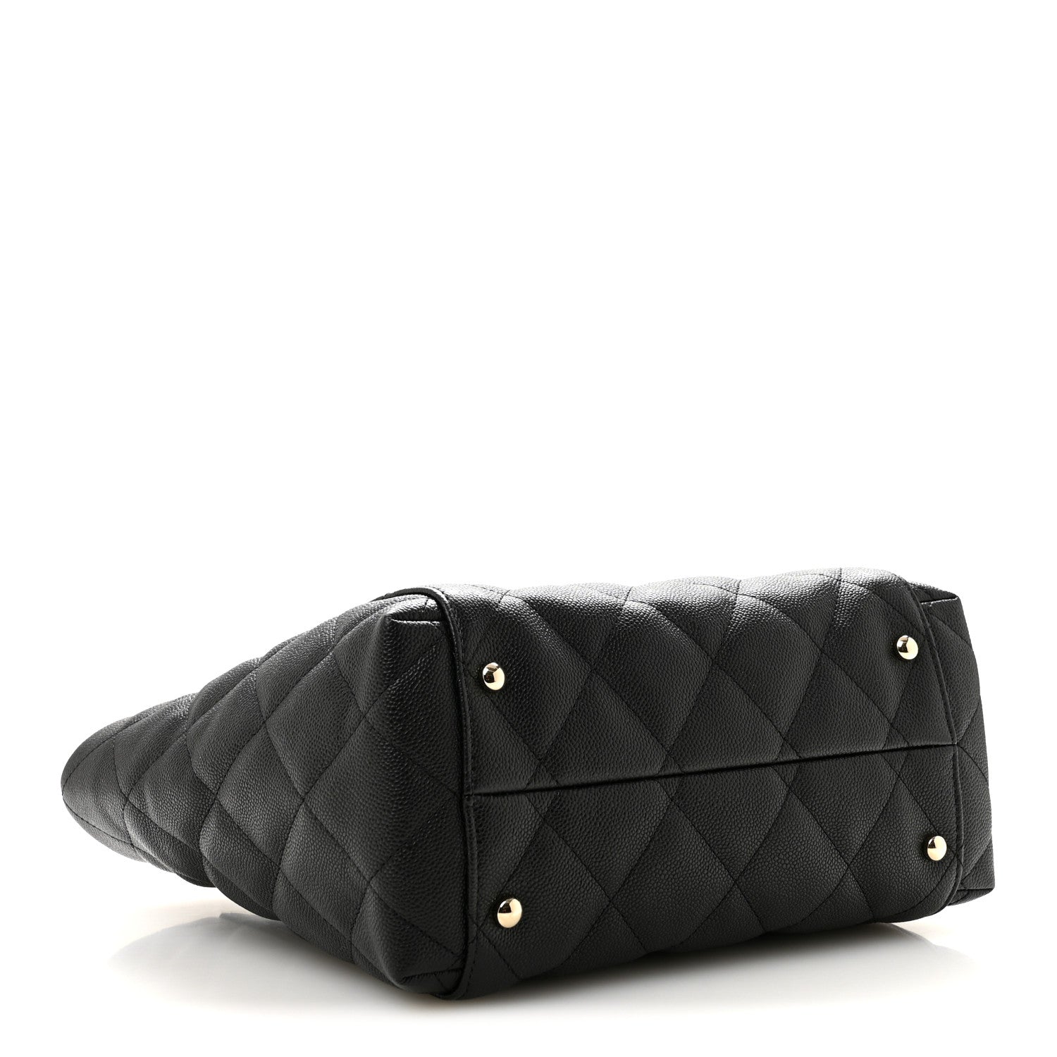 Caviar Quilted Small Shopping Tote Black — view 5