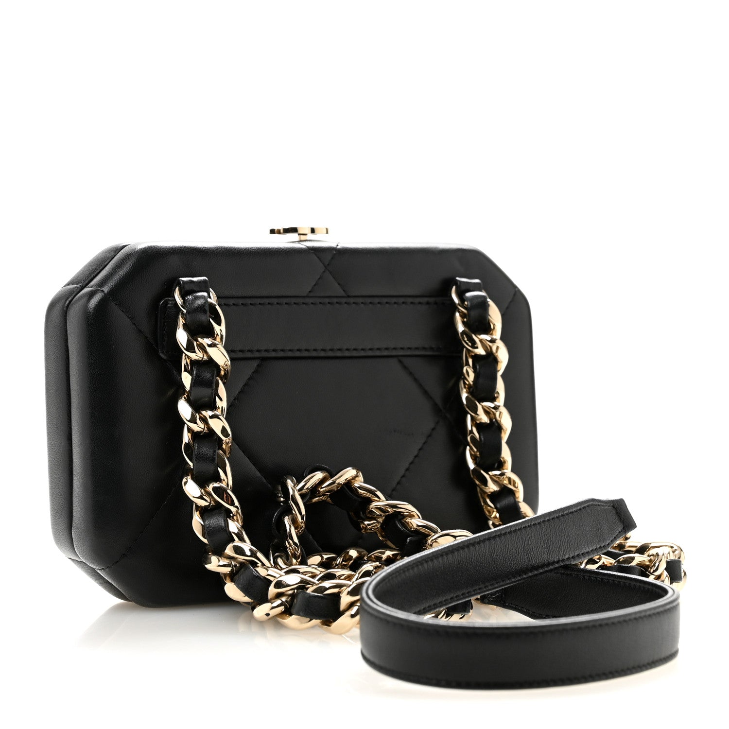 Lambskin Quilted Clutch With Chain Black — view 3