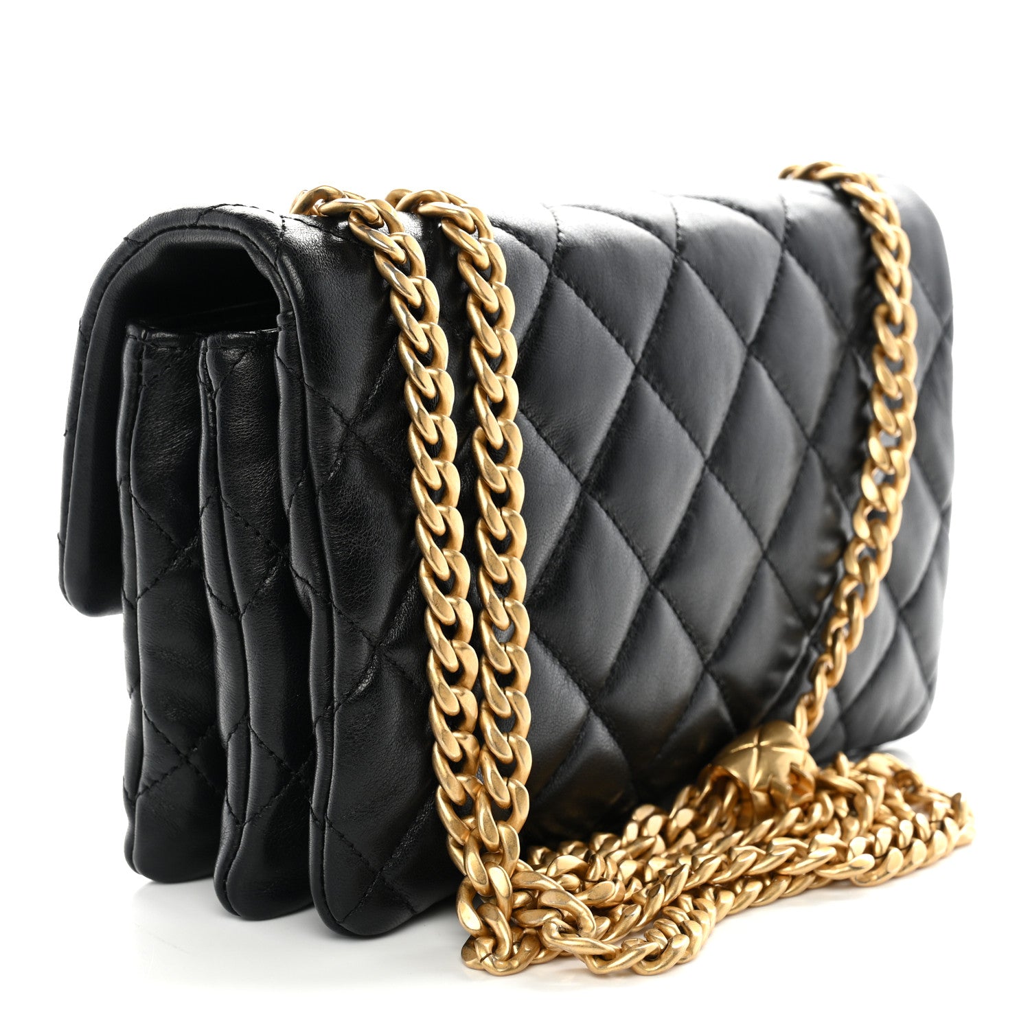 Lambskin Quilted Small Pillow Crush Flap Black — view 3