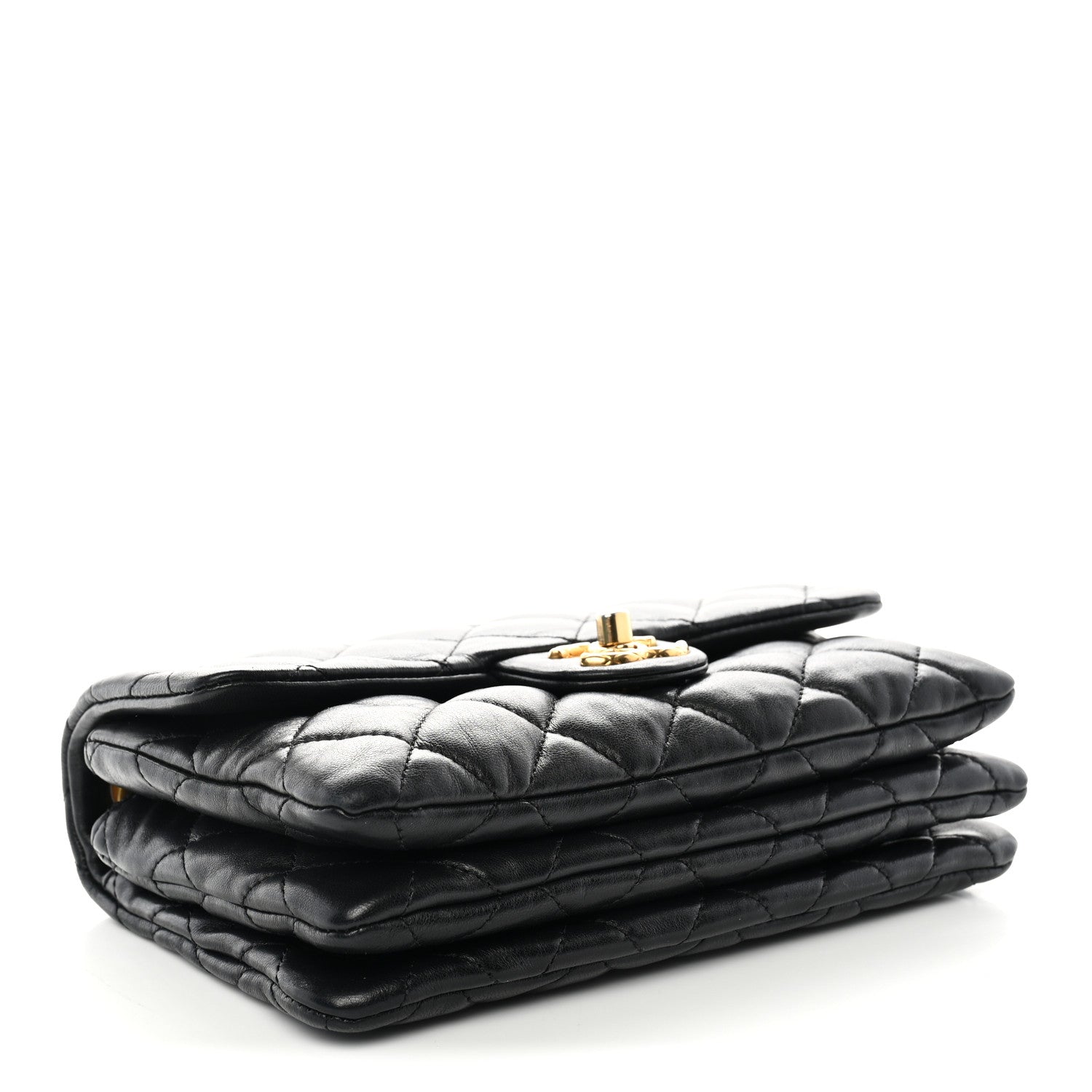 Lambskin Quilted Small Pillow Crush Flap Black — view 4