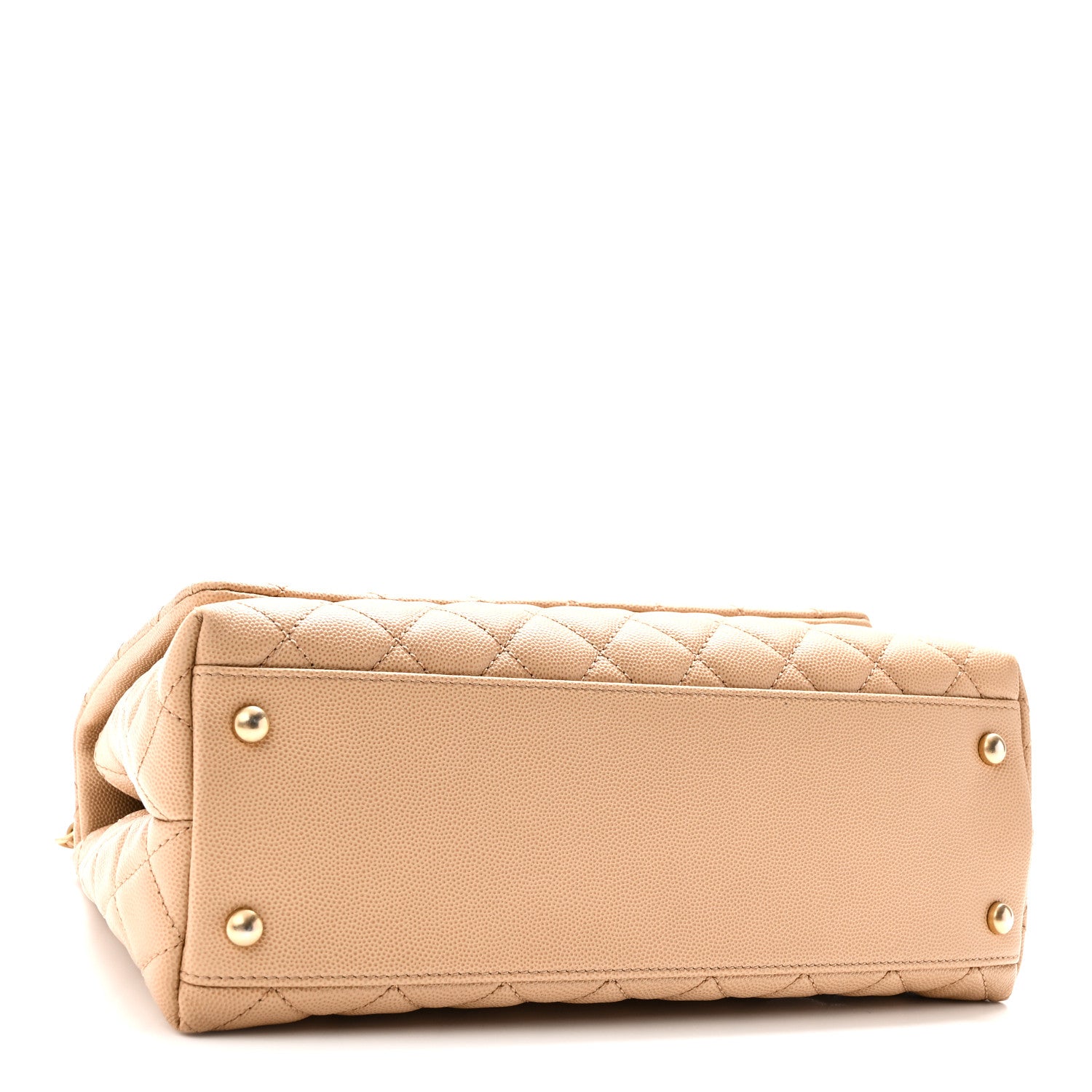 Caviar Lizard Quilted Small Coco Handle Flap Beige — view 4