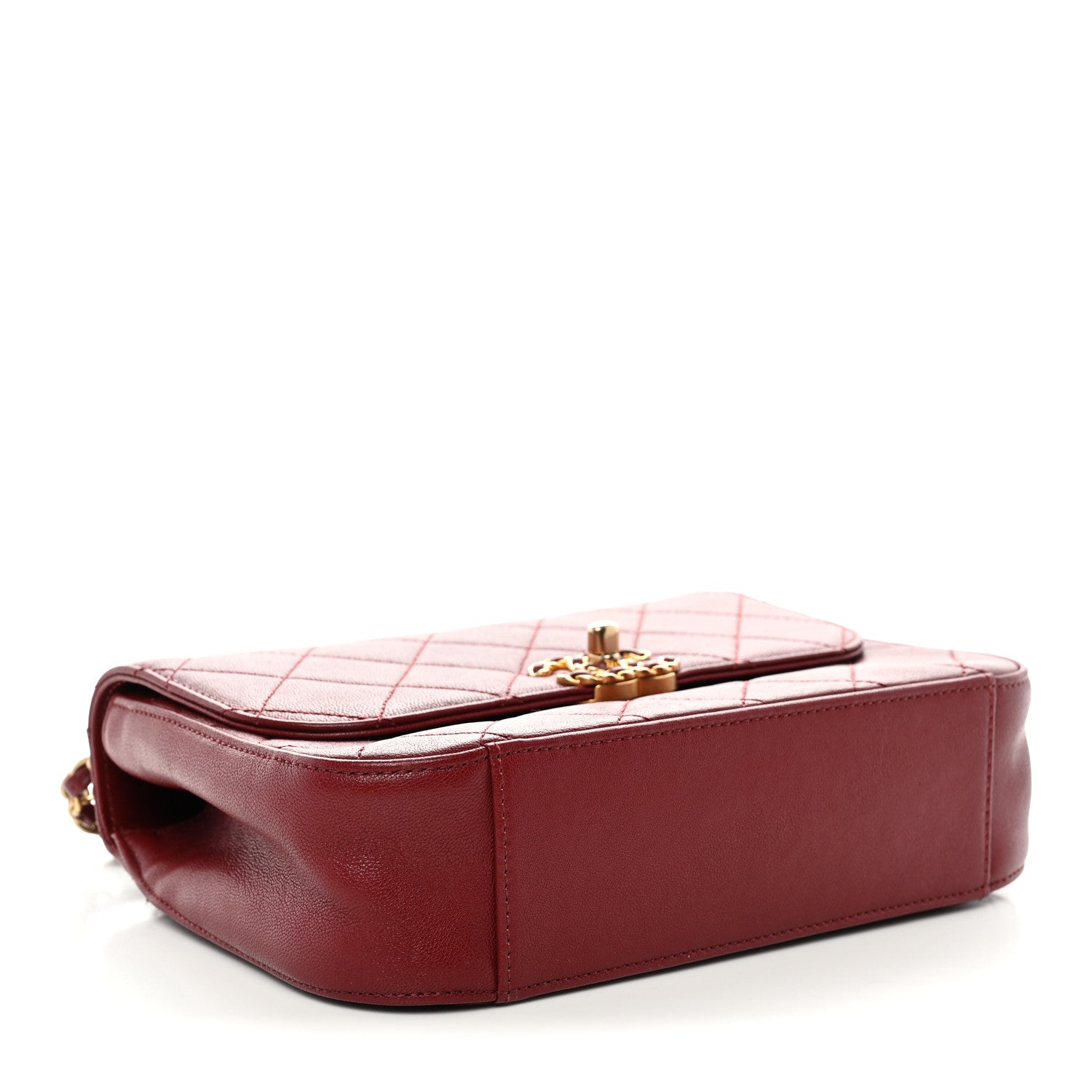 Lambskin Quilted Chain Infinity Top Handle Flap Burgundy — view 4