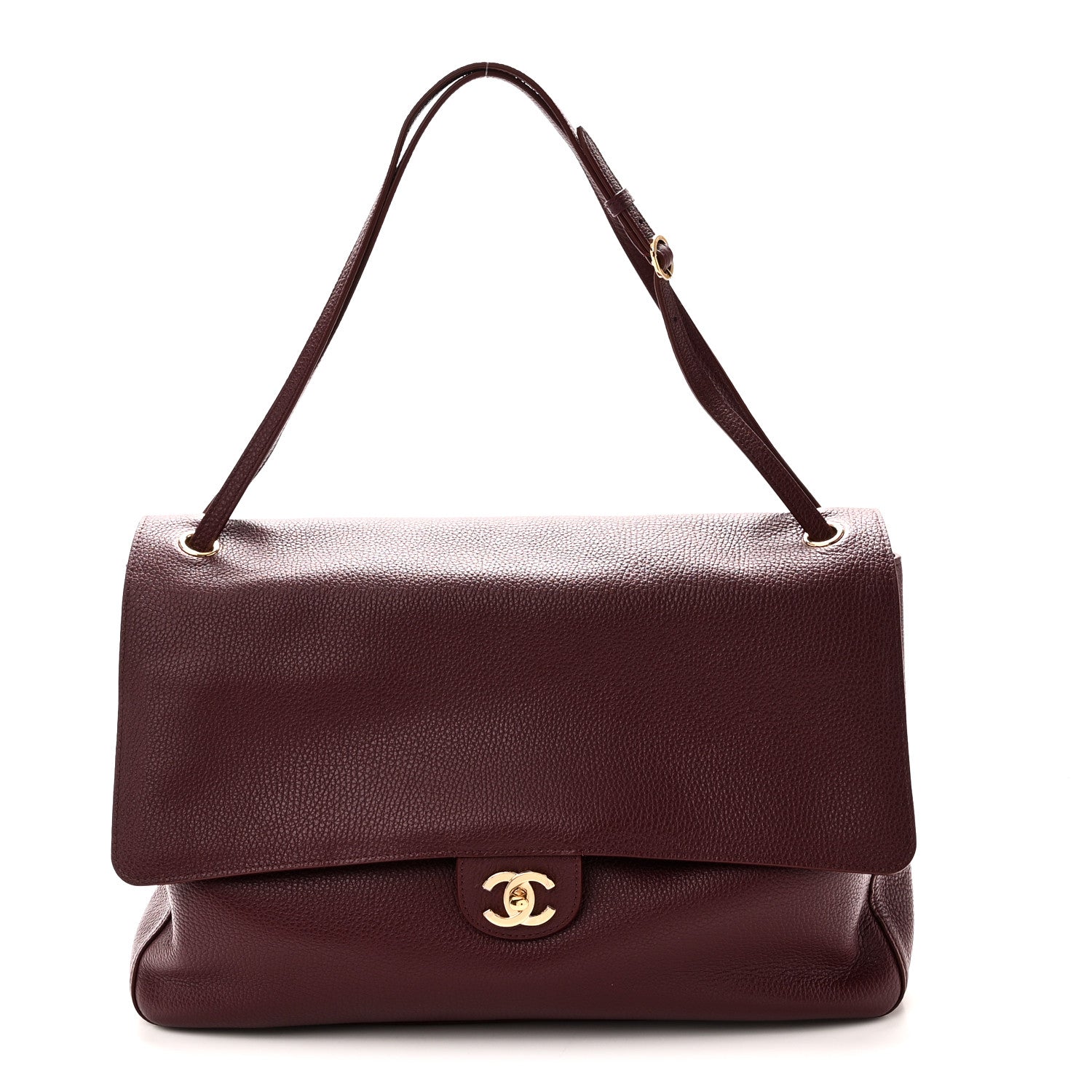 Grained Calfskin Souplissimo Maxi Flap Burgundy