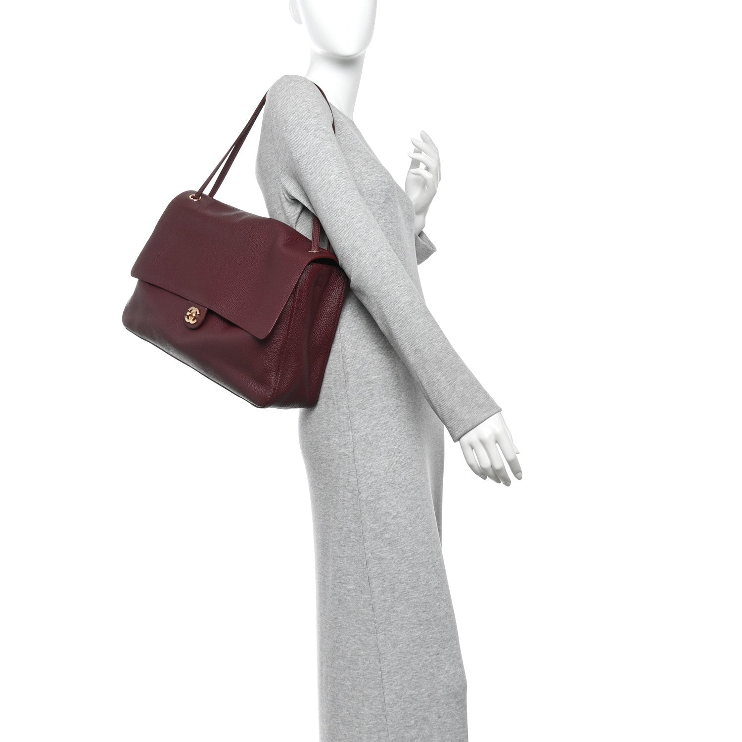 Grained Calfskin Souplissimo Maxi Flap Burgundy — view 2